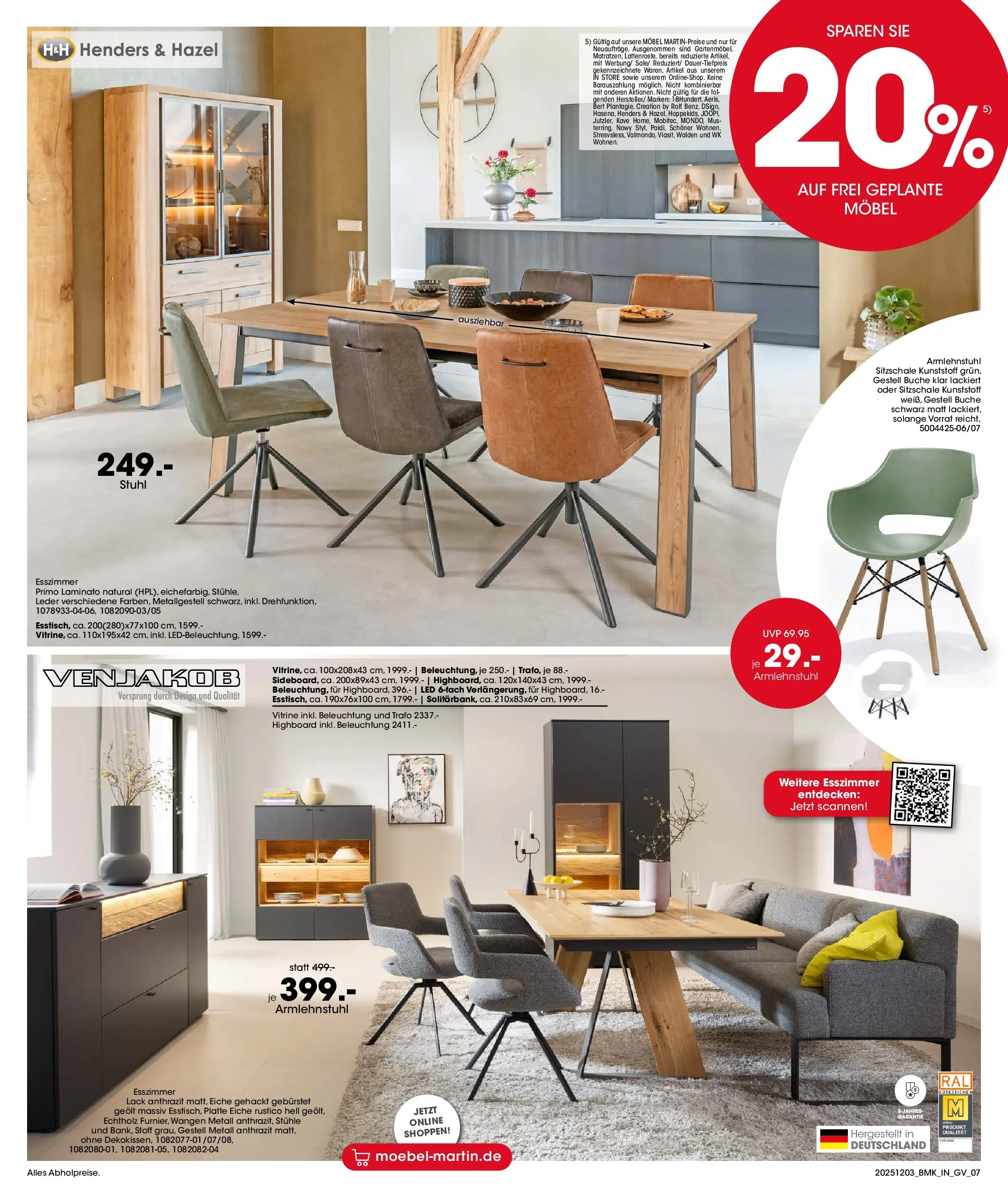 Möbel Martin Küchenmesse (ab 03.12.2025) zum Blättern | Seite: 7 | Produkte: HIghboard, Vitrine, Stuhl