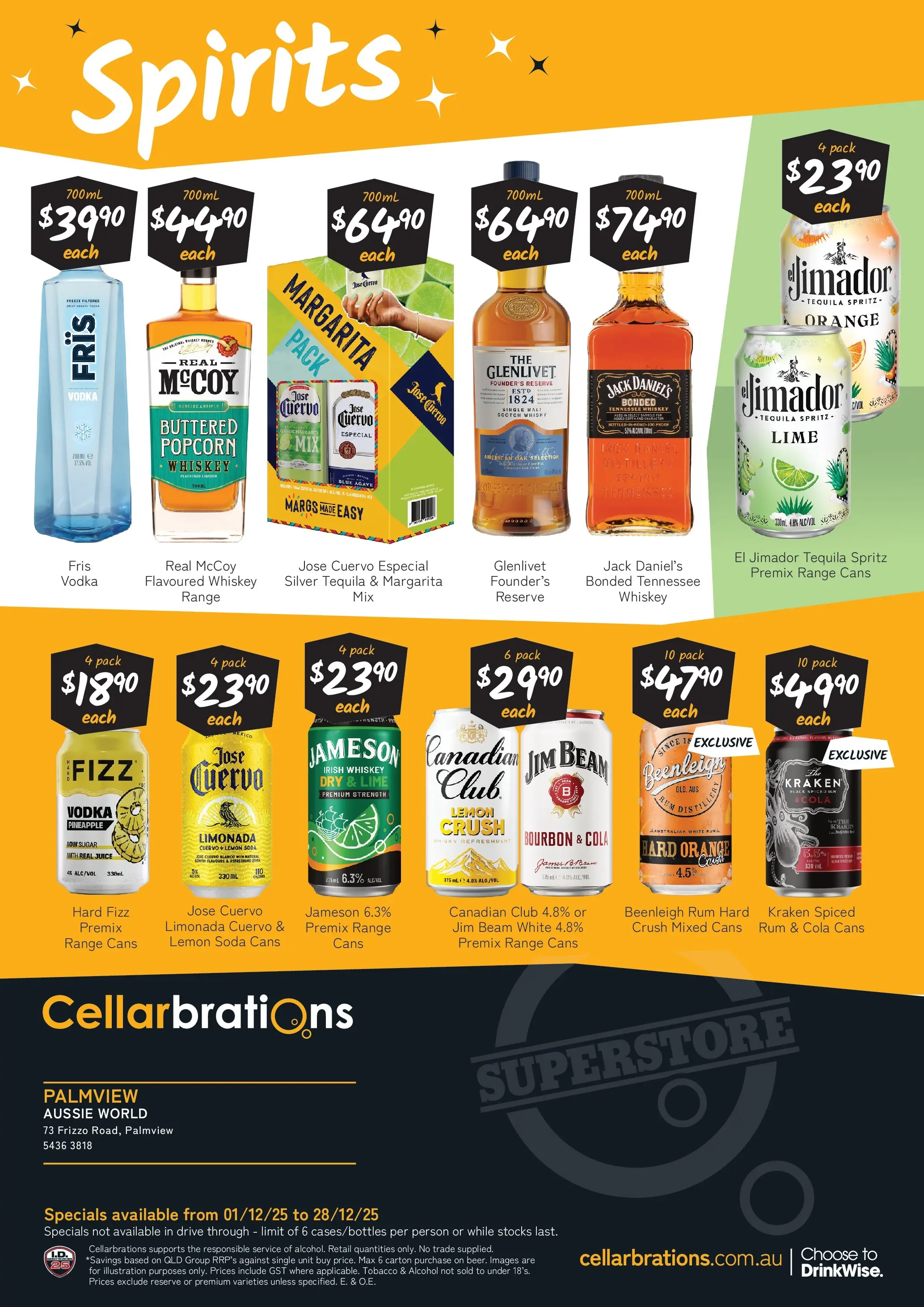 Cellarbrations Catalogue Palmview  - 01/12/2025 > weekly / monthly specials | Page: 4 | Products: Juice, Whiskey, Rum, Sugar