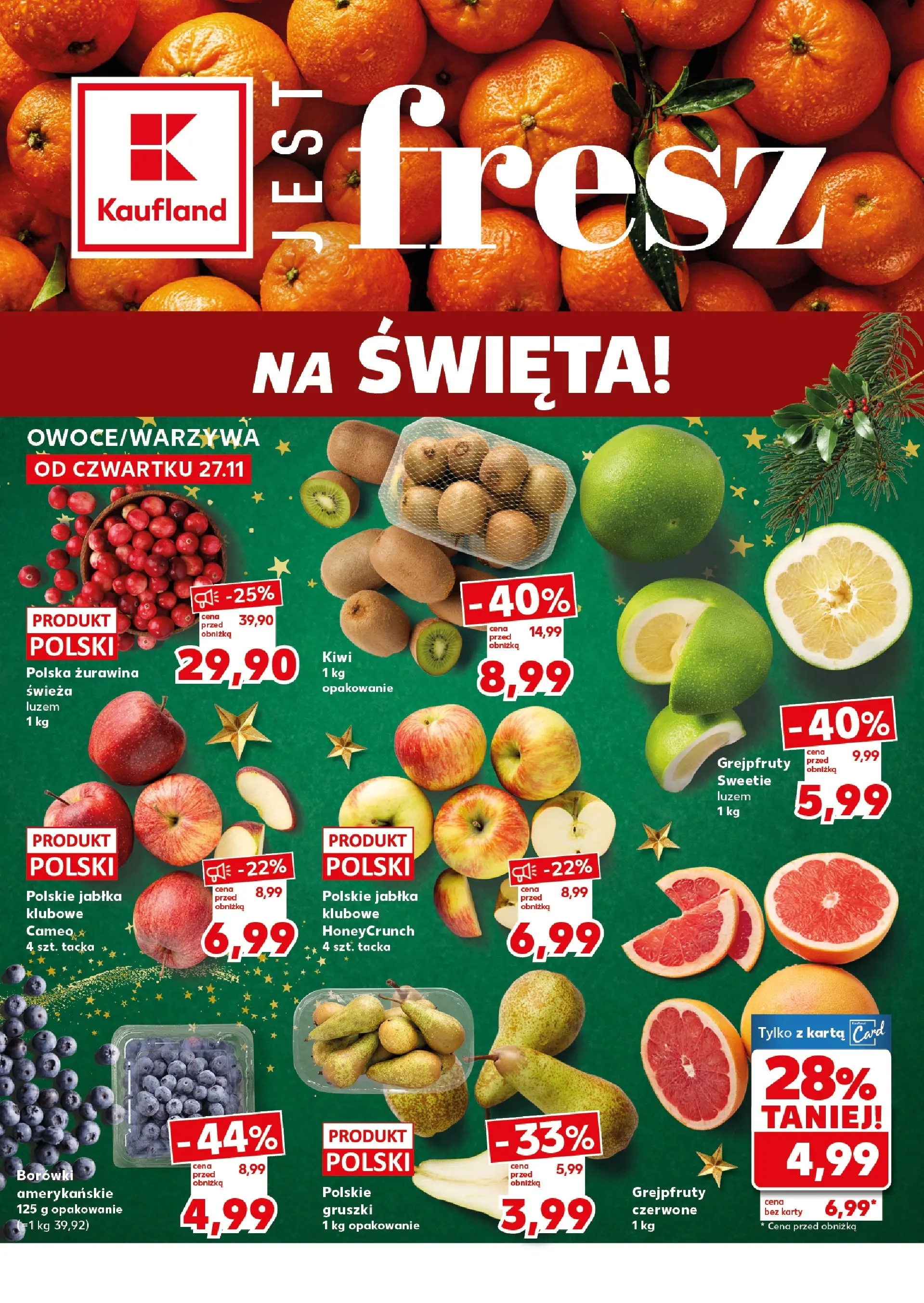 Kaufland gazetka (29.11.2025) od jutra ✳️ BLACK FRIDAY | Strona: 14 | Produkty: Karta, Żurawina, Jabłka, Kiwi