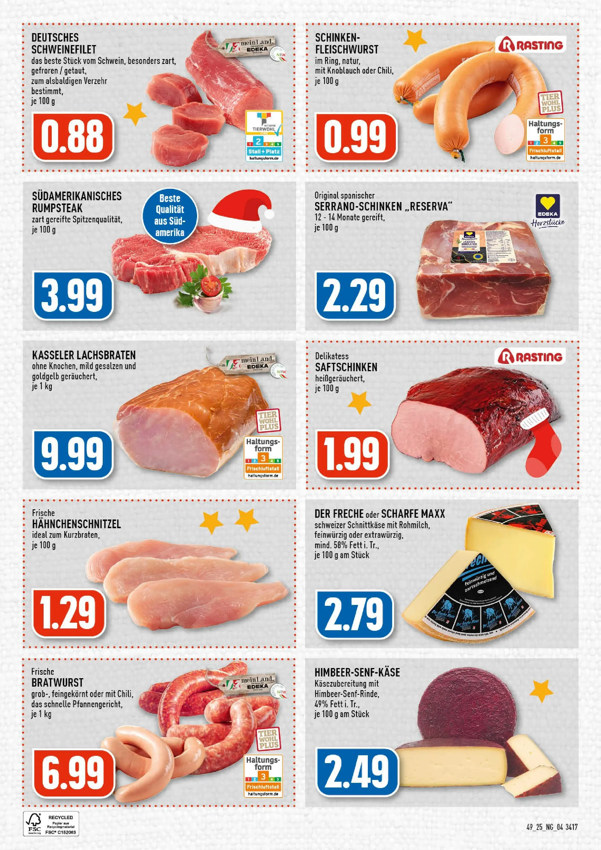 Edeka prospekt Wermelskirchen	 (ab 01.12.2025) » Angebote Online | Seite: 4 | Produkte: Bratwurst, Schweinefilet, Schinken, Steak