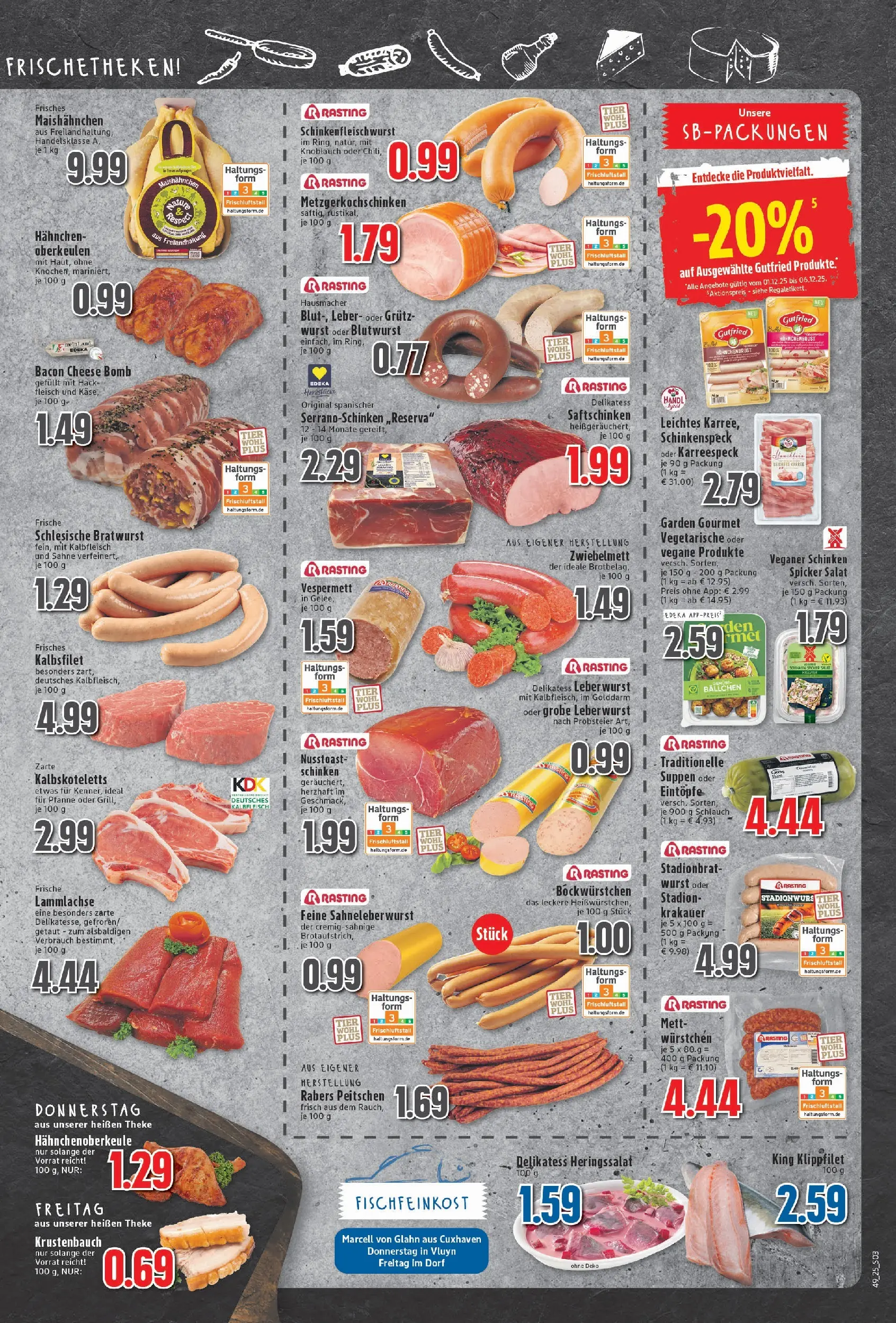 Edeka prospekt Neukirchen-Vluyn	 (ab 01.12.2025) » Angebote Online | Seite: 3 | Produkte: Bratwurst, Fisch, Sahne, Fleisch