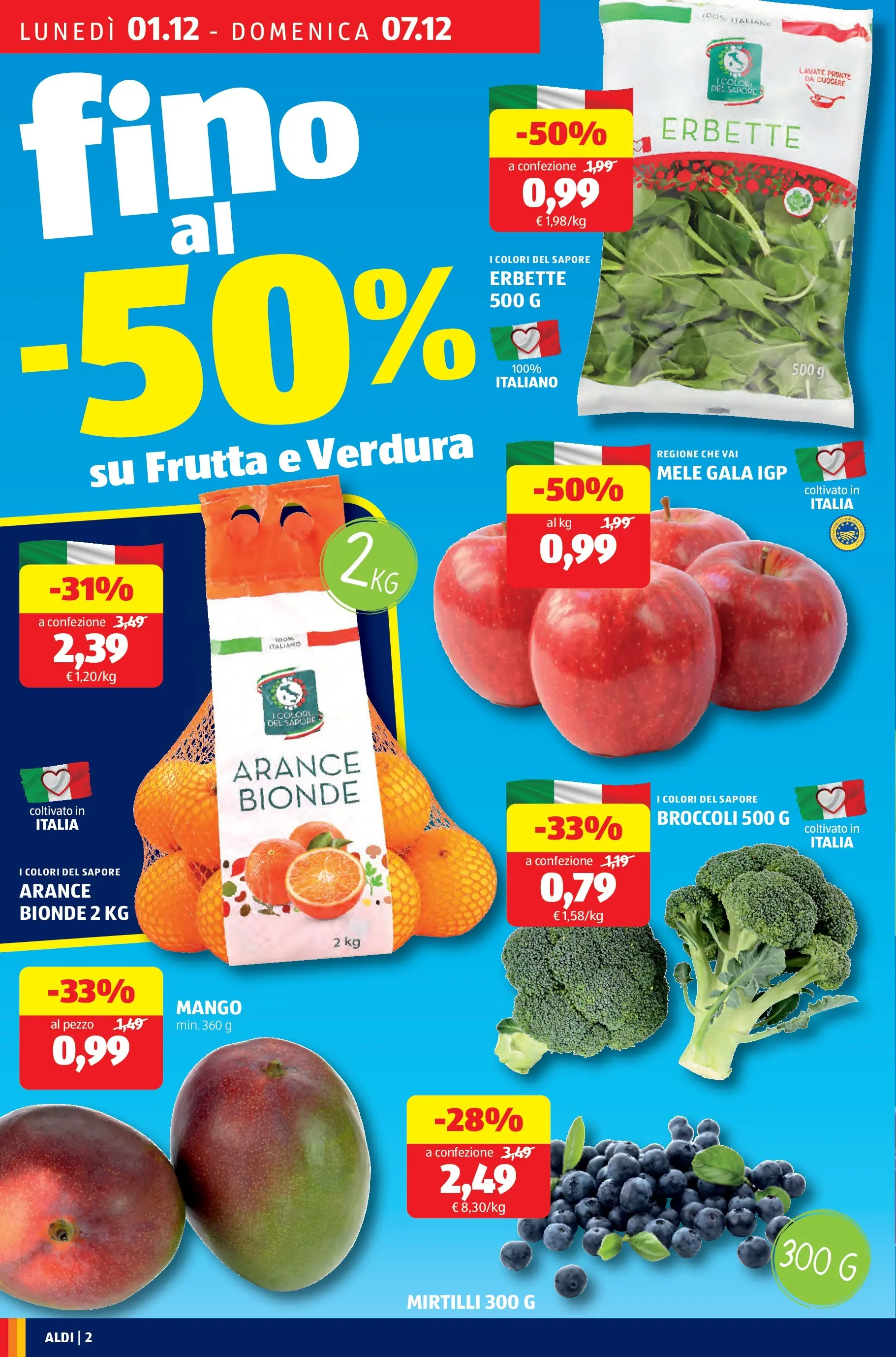 Nuovo Aldi - Buone Feste - le marche che ami dal 30/11/2025 > offerte anteprima 🛍️ | Pagina: 2 | Prodotti: Arance, Mango, Mirtilli, Broccoli