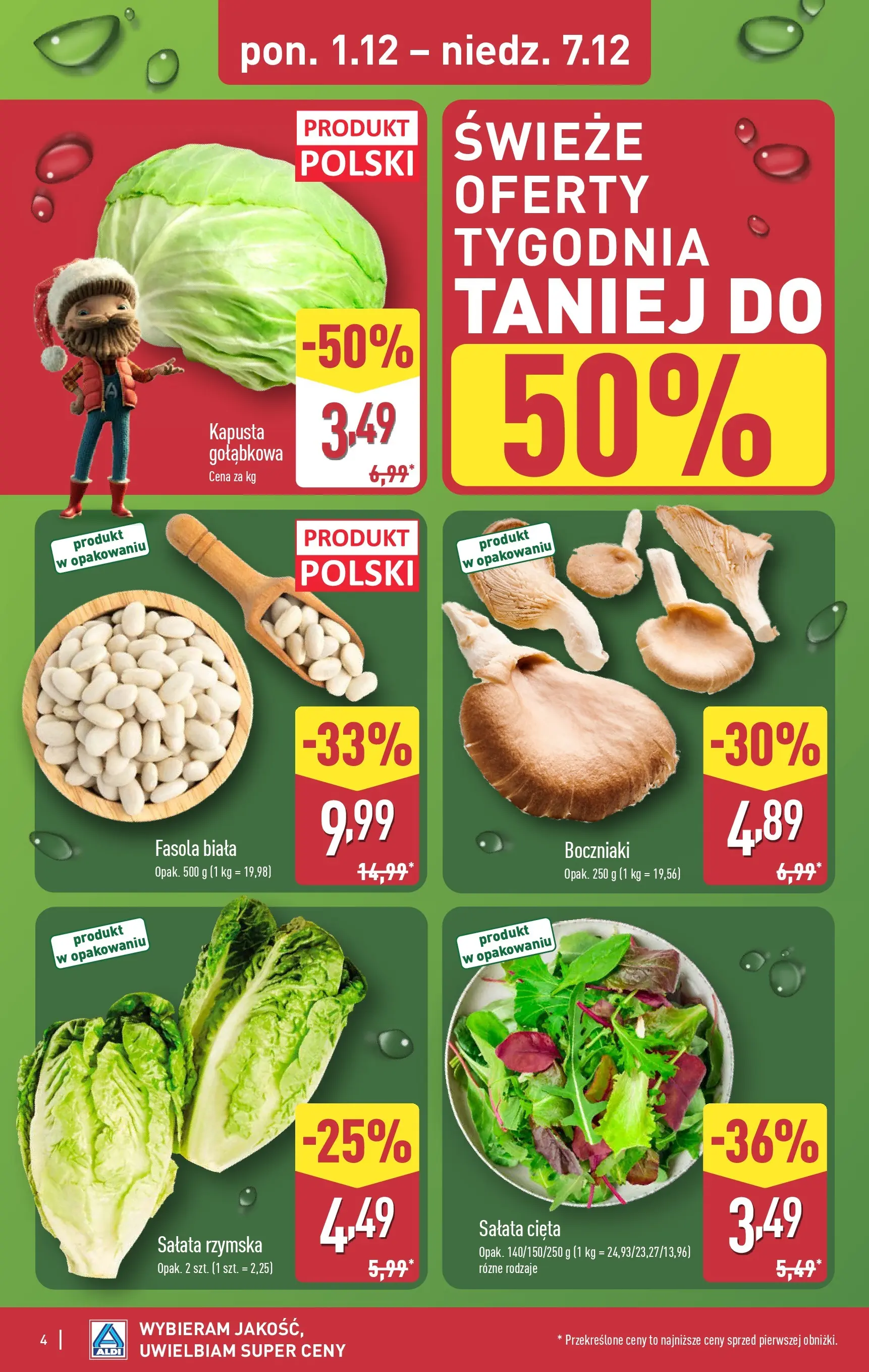Aldi - Święta w super cenach w ALDI od 30.11.2025 - Ulotka PDF, promocje | Strona: 4 | Produkty: Kapusta, Fasola biała, Boczniaki