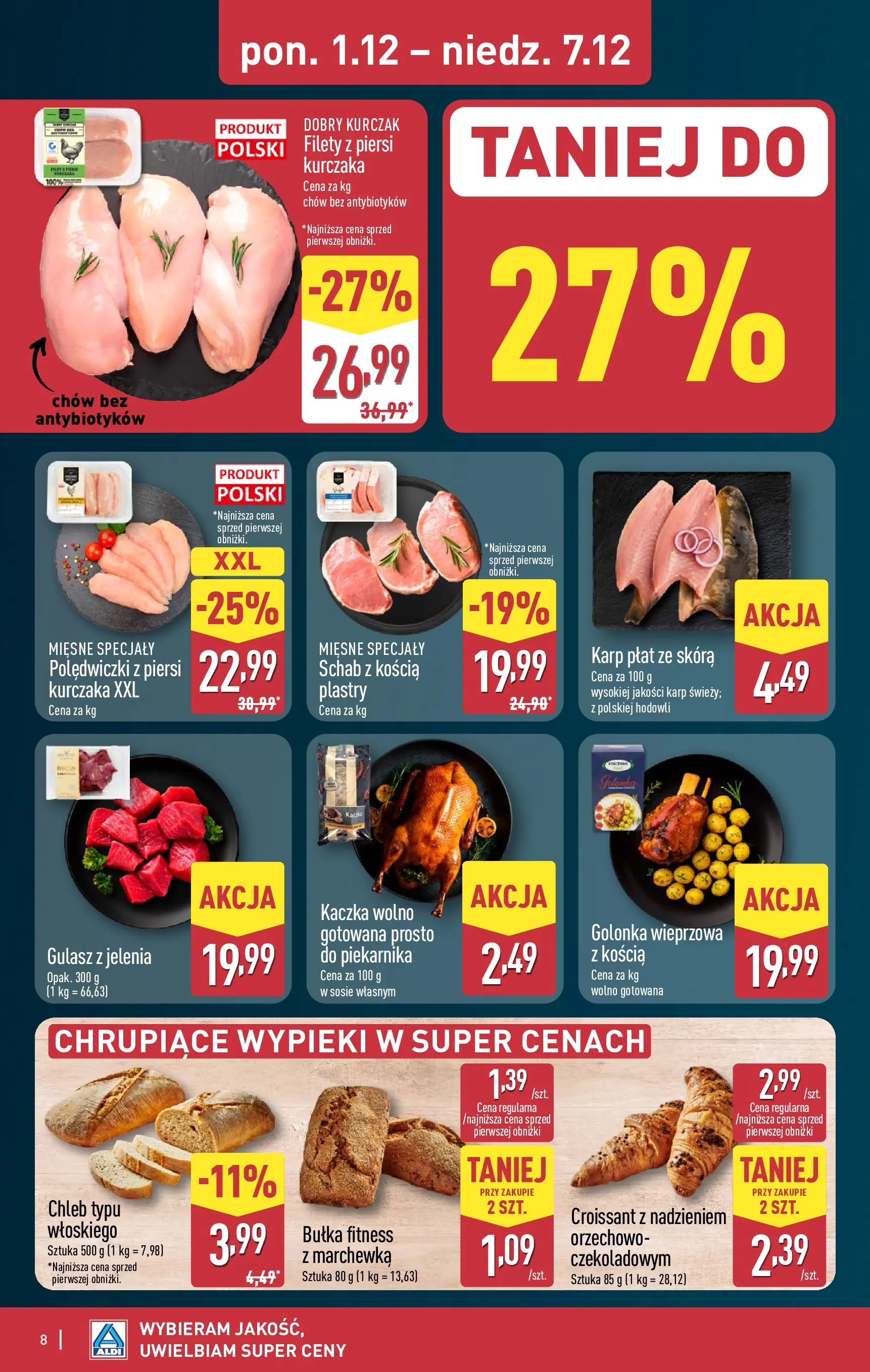 Aldi - Święta w super cenach w ALDI od 30.11.2025 - Ulotka PDF, promocje | Strona: 8 | Produkty: Piersi, Karp, Bułka, Marchewka