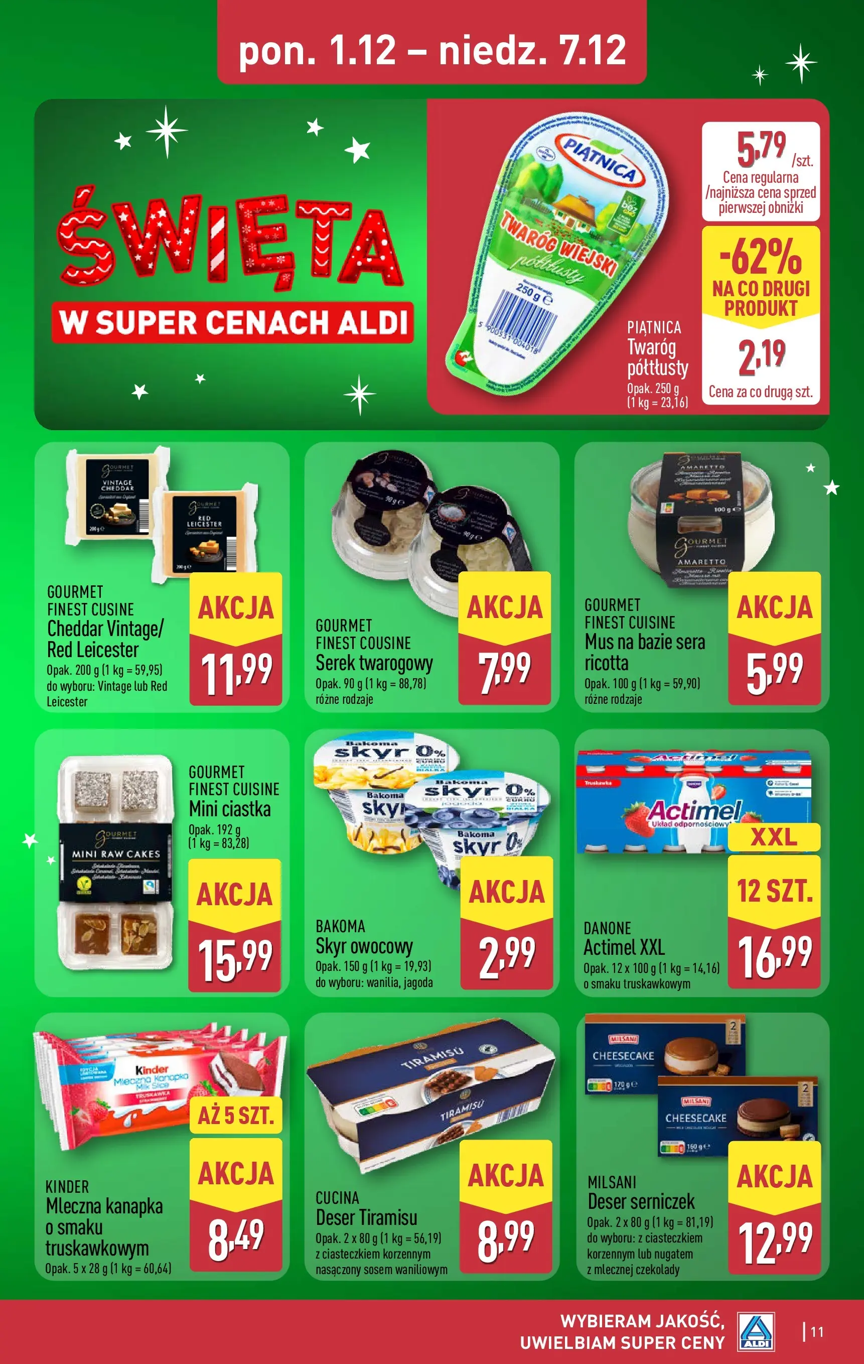 Aldi - Święta w super cenach w ALDI od 30.11.2025 - Ulotka PDF, promocje | Strona: 11 | Produkty: Serek, Tiramisu, Ciastka, Cheddar