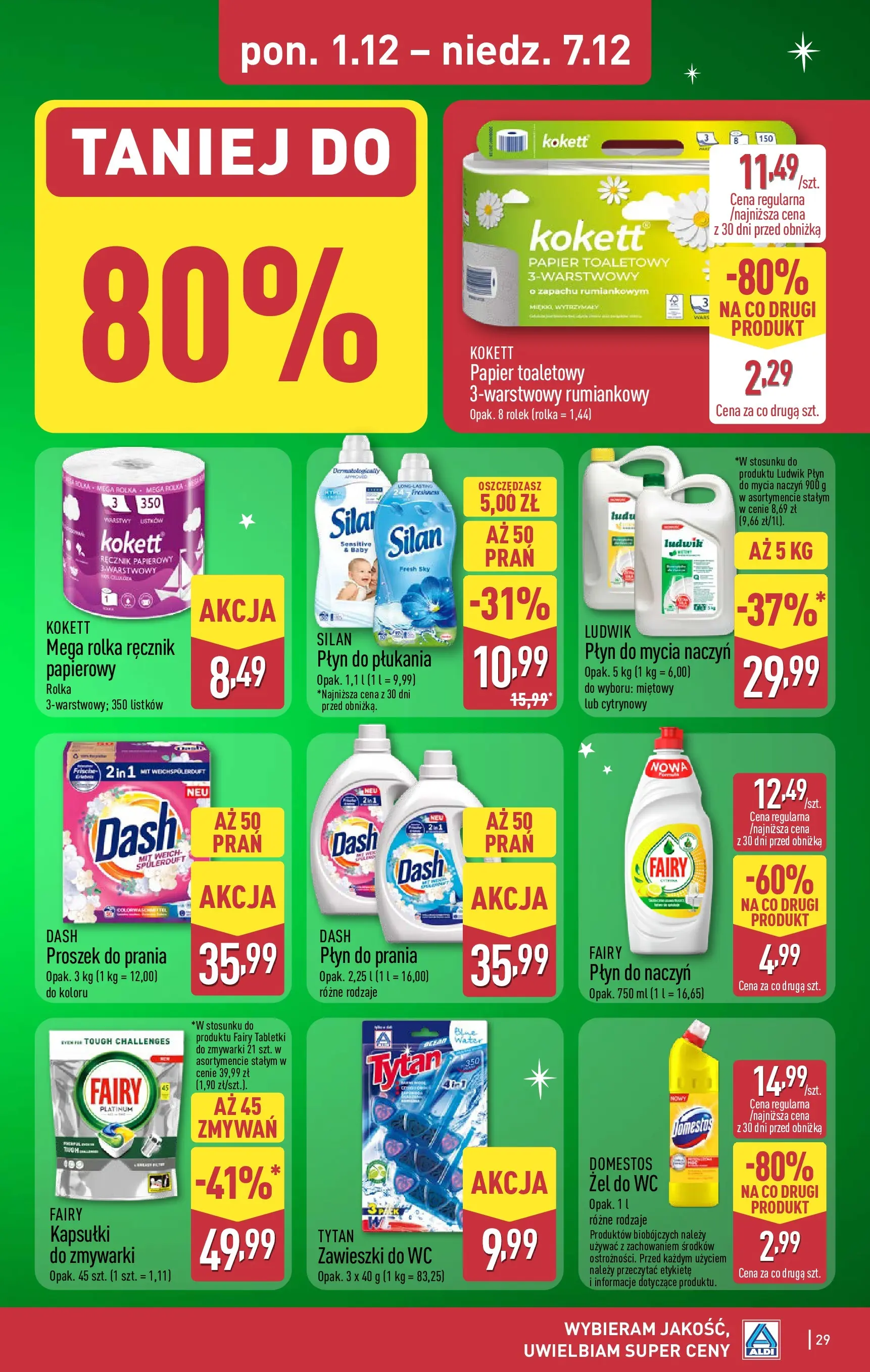 Aldi - Święta w super cenach w ALDI od 30.11.2025 - Ulotka PDF, promocje | Strona: 29 | Produkty: Domestos, Proszek do prania, Ręcznik papierowy, Płyn do mycia naczyń