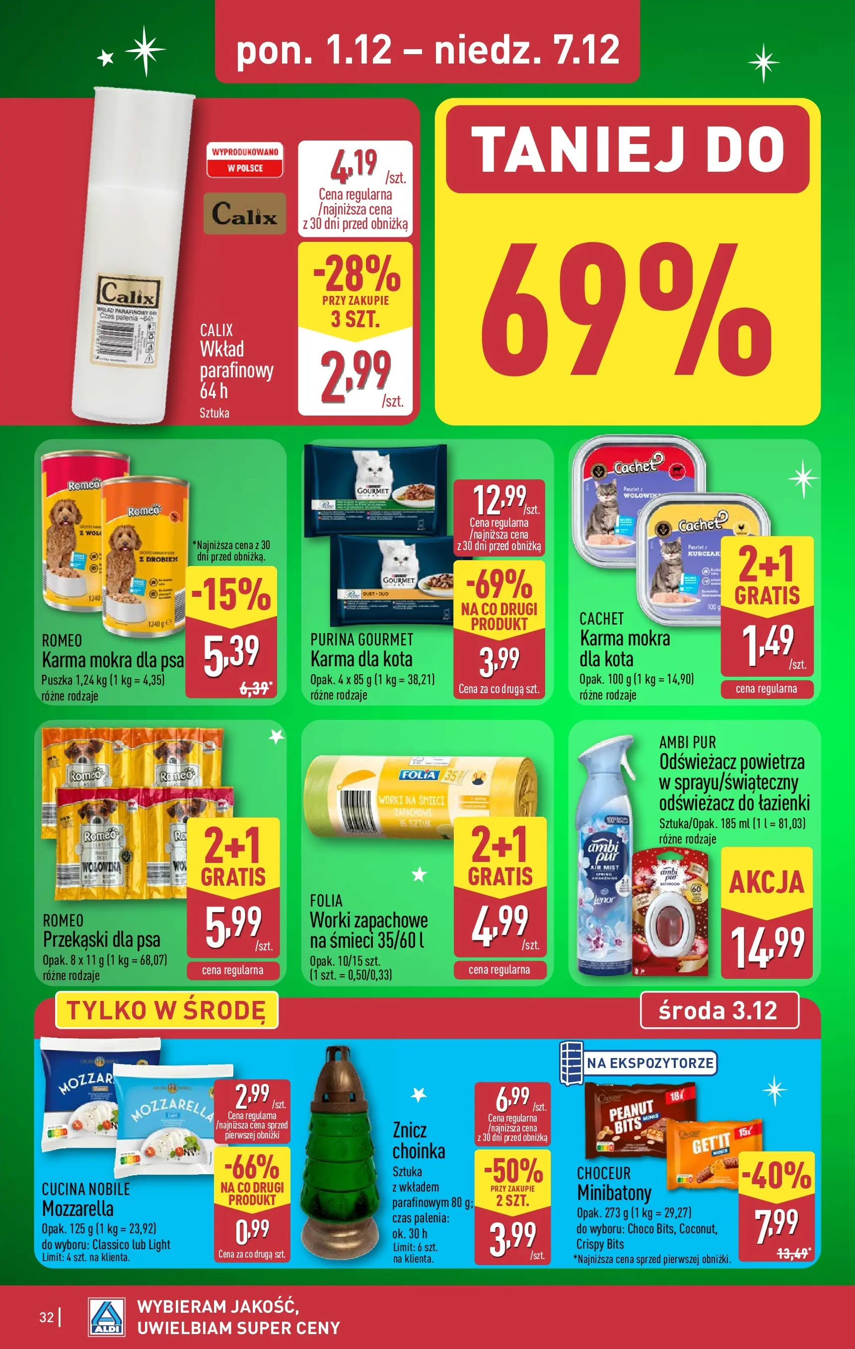 Aldi - Święta w super cenach w ALDI od 30.11.2025 - Ulotka PDF, promocje | Strona: 32 | Produkty: Choinka, Odświeżacz powietrza, Wołowina, Mozzarella