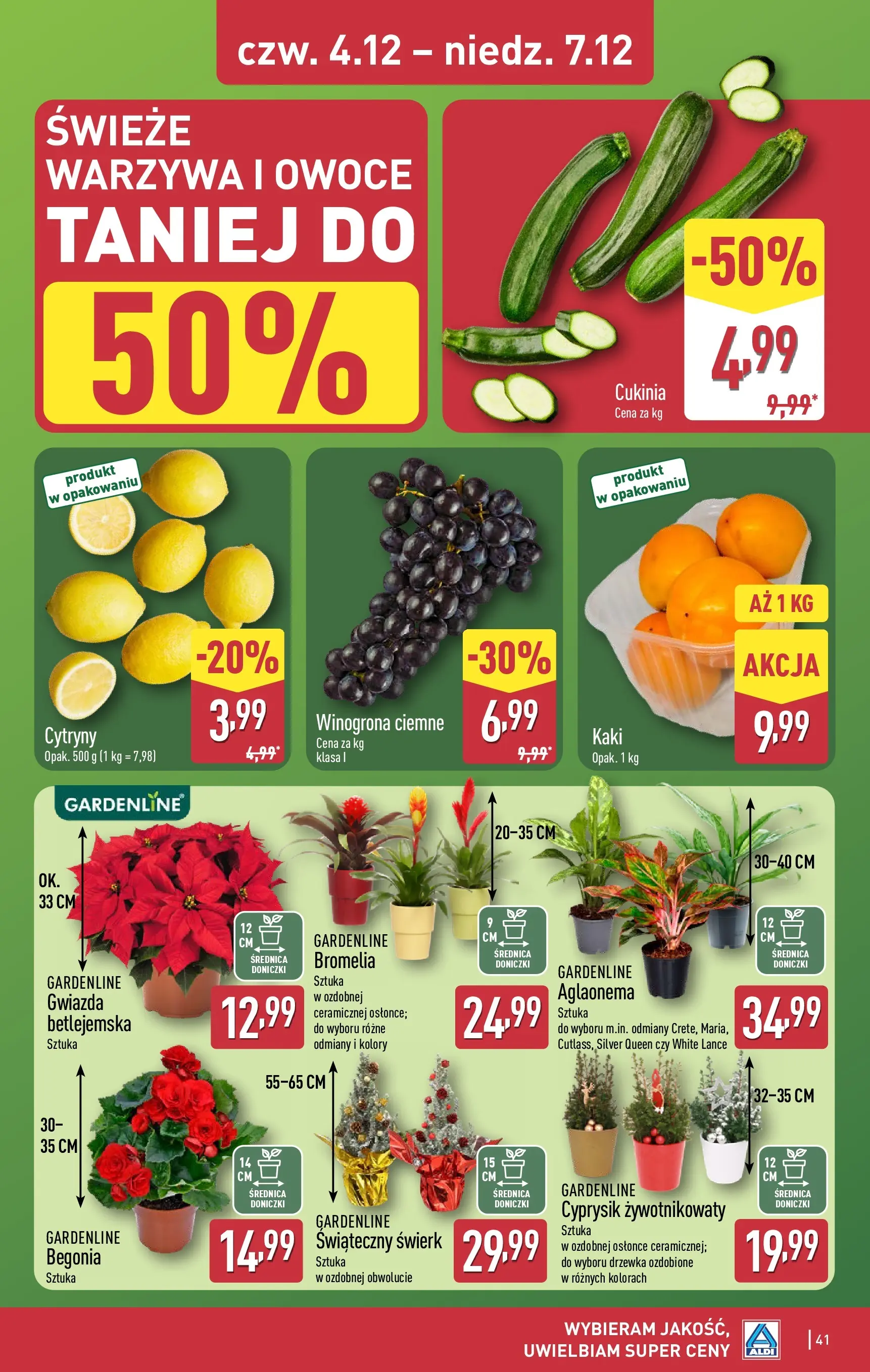 Aldi - Święta w super cenach w ALDI od 30.11.2025 - Ulotka PDF, promocje | Strona: 41 | Produkty: Kaki, Winogrona, Cytryny, Warzywa