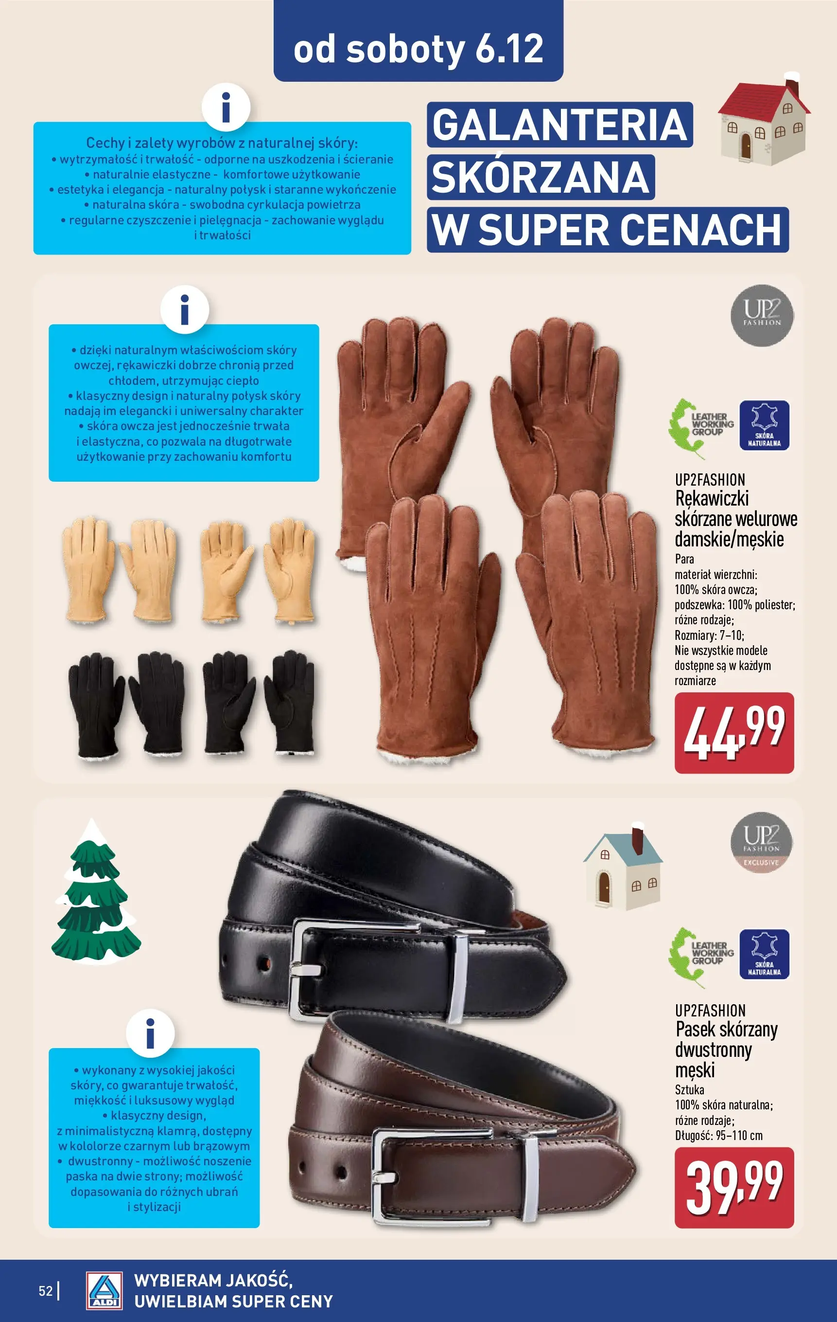 Aldi - Święta w super cenach w ALDI od 30.11.2025 - Ulotka PDF, promocje | Strona: 52 | Produkty: Rękawiczki, Pasek