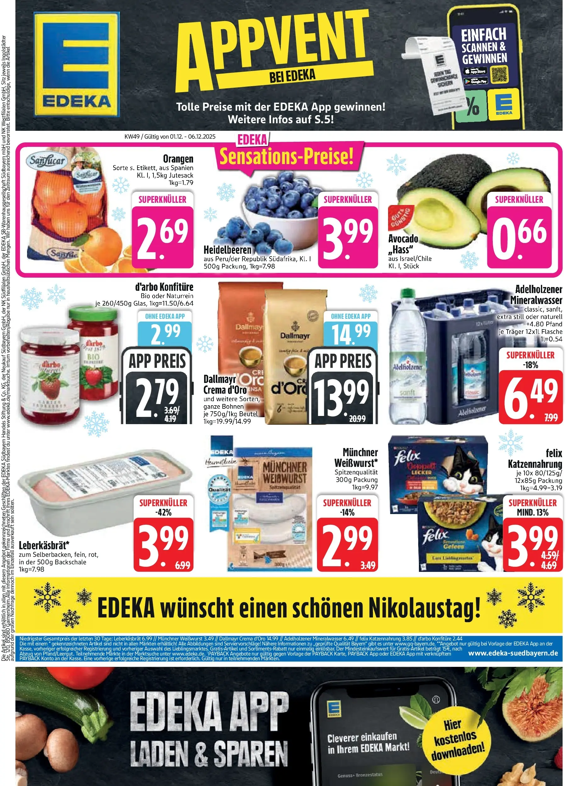 Edeka prospekt München	 (ab 01.12.2025) » Angebote Online | Seite: 3 | Produkte: Adelholzener, Orangen, Mineralwasser, Dallmayr