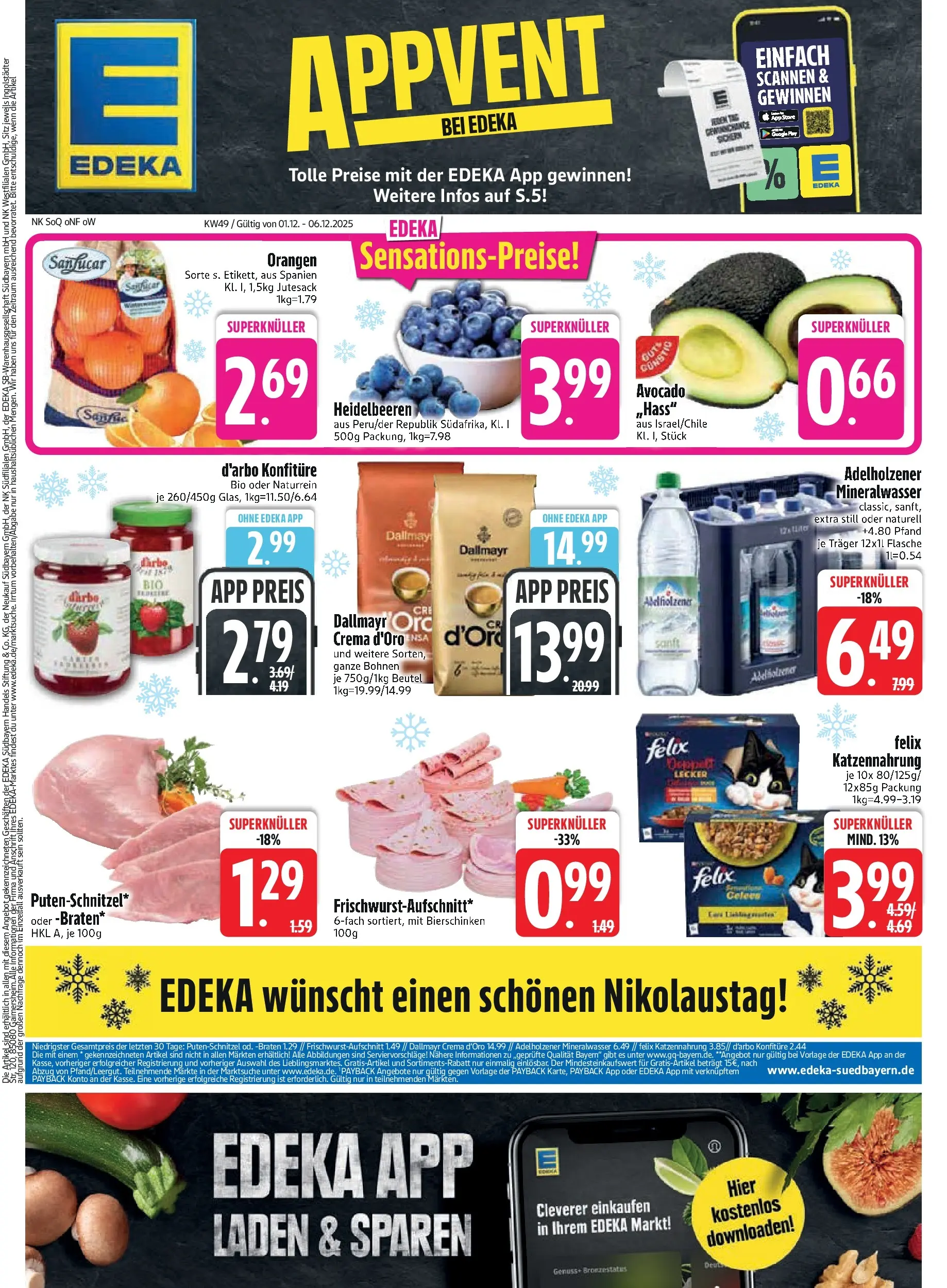 Edeka prospekt Altomünster	 (ab 01.12.2025) » Angebote Online | Seite: 3 | Produkte: Adelholzener, Orangen, Avocado, Dallmayr