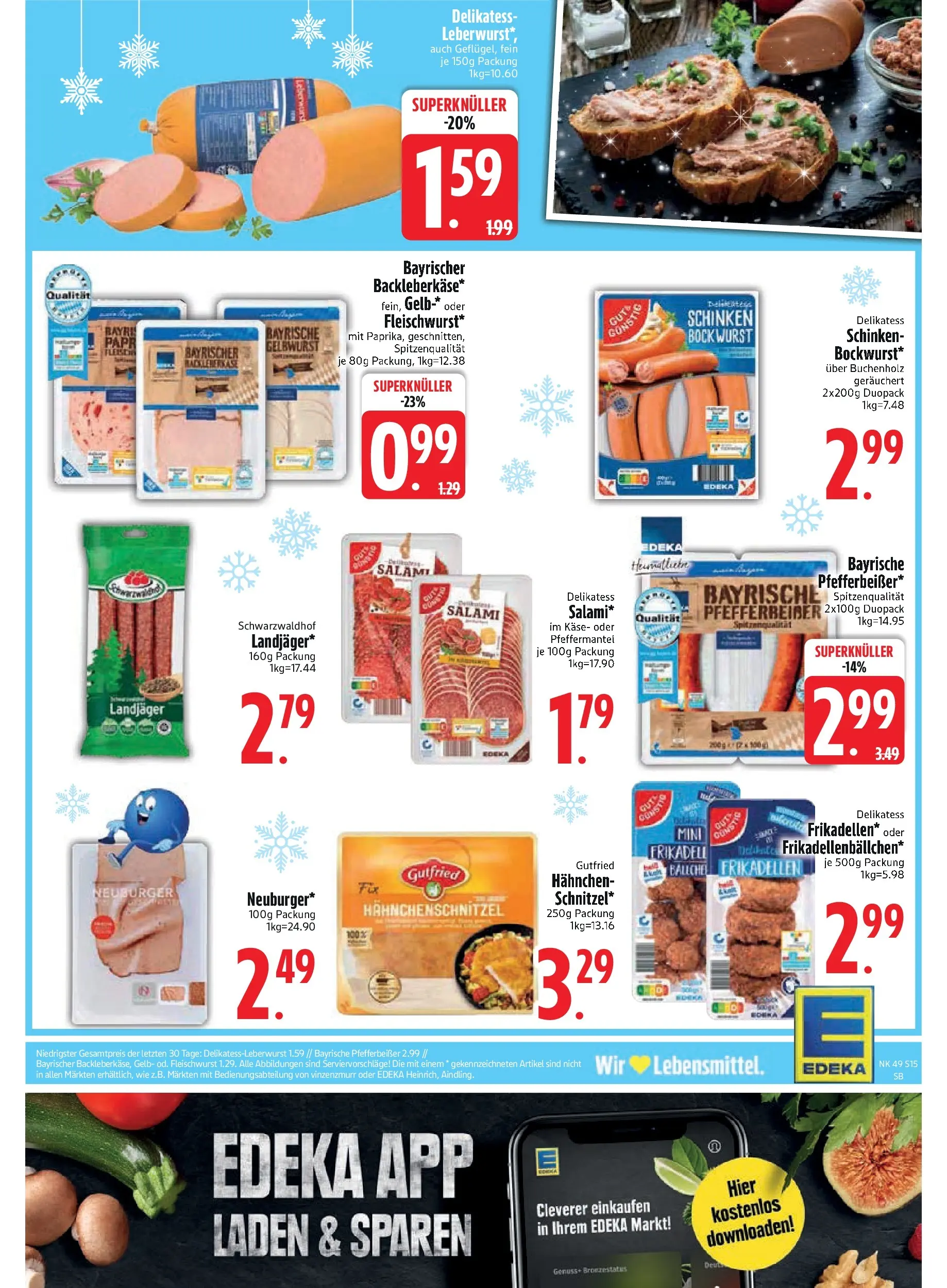 Edeka prospekt München	 (ab 01.12.2025) » Angebote Online | Seite: 17 | Produkte: Bockwurst, Käse, Schnitzel, Salami