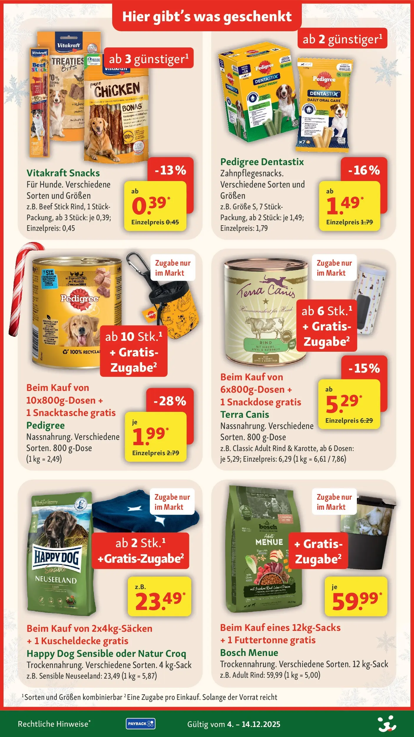 Fressnapf - Fressnapf: Festliche Angebote (ab 03.12.2025) zum Blättern | Seite: 4 | Produkte: Bosch, Äpfel, Apple, Pedigree