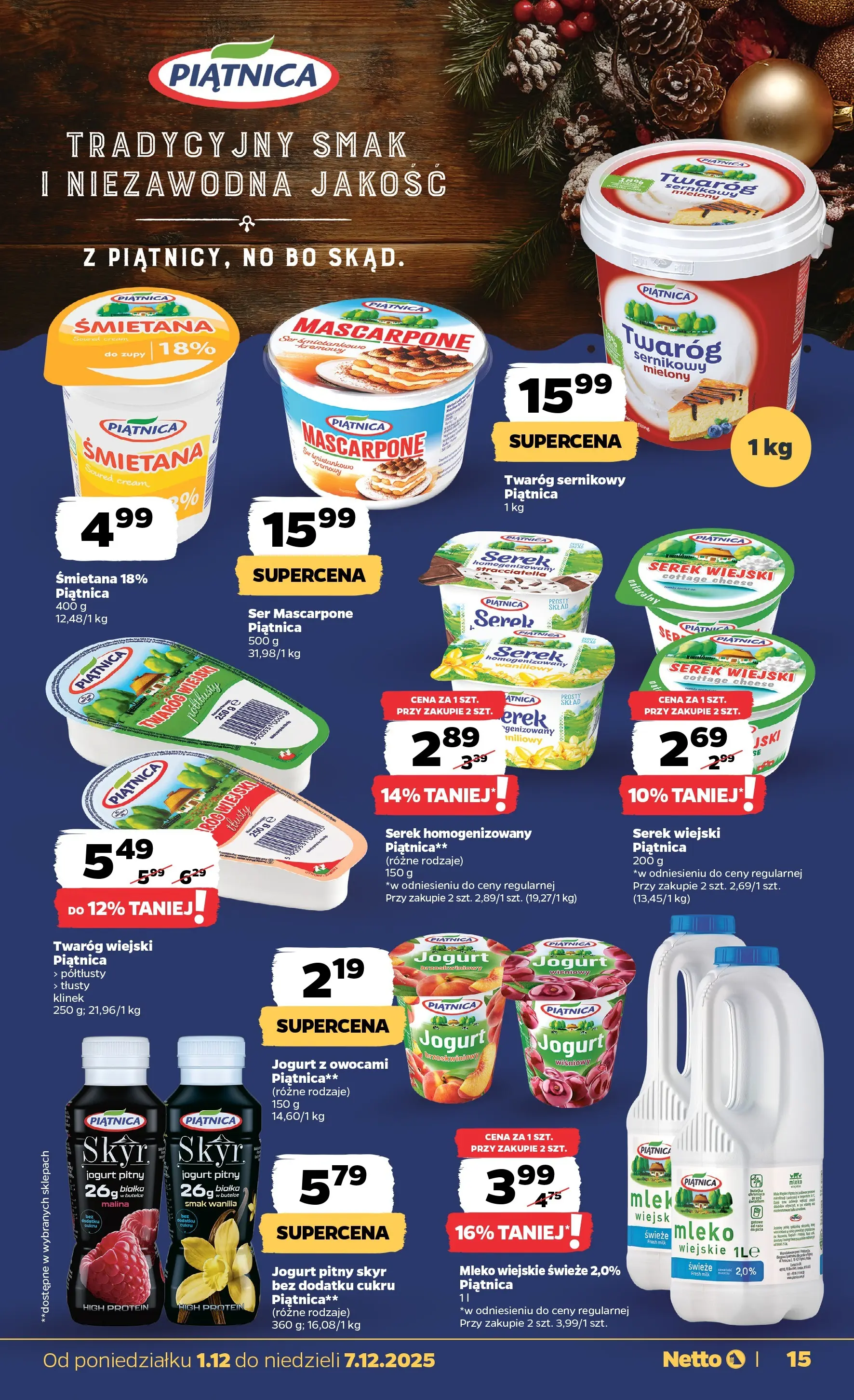 Netto - NETTO T49A ważne do 7.12 od 30.11.2025 - Aktualne promocje | Strona: 15 | Produkty: Serek, Mascarpone, Ser, Skyr