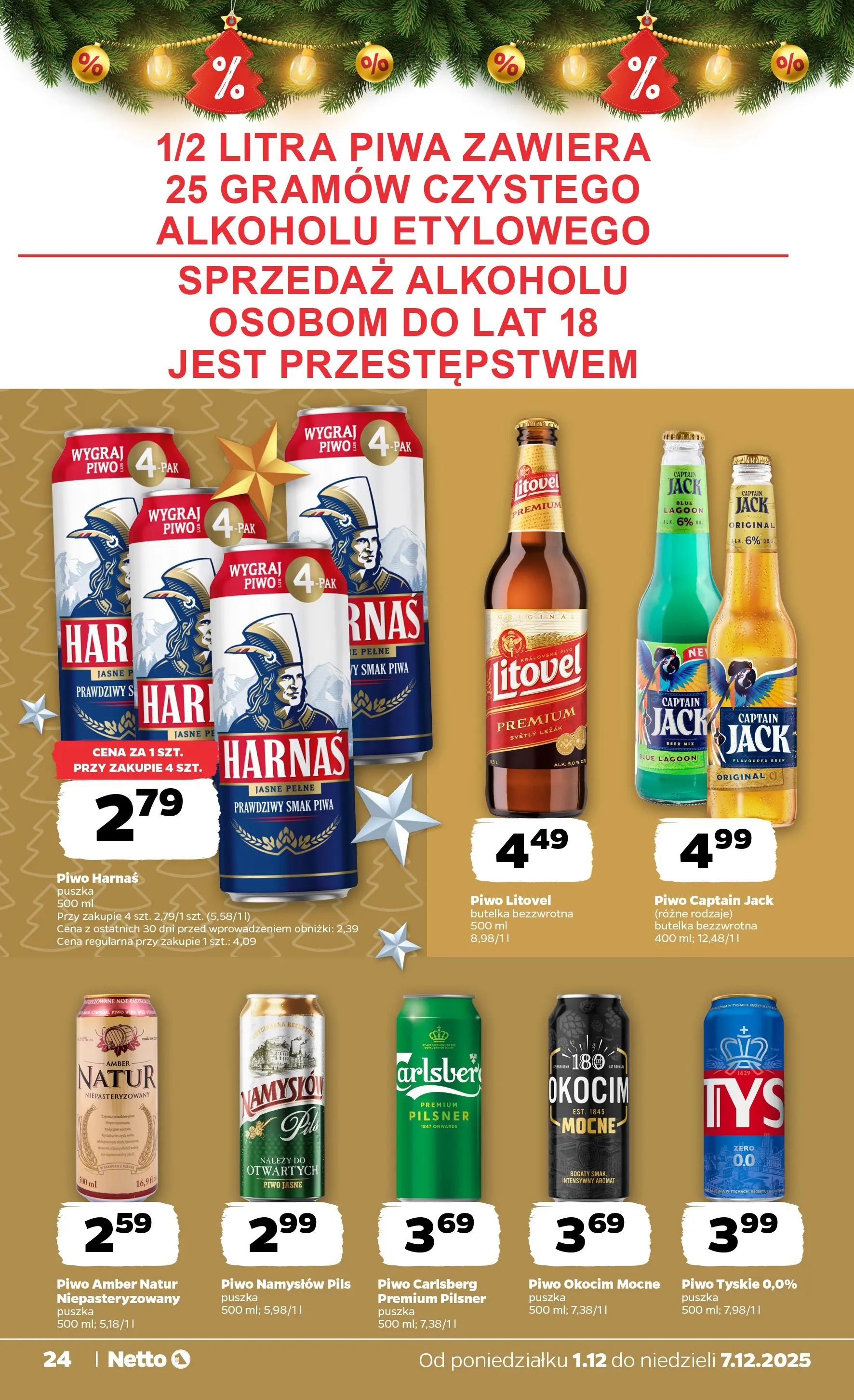 Netto - NETTO T49A ważne do 7.12 od 30.11.2025 - Aktualne promocje | Strona: 24 | Produkty: Leżak, Tyskie, Piwo Carlsberg, Piwo Namysłów