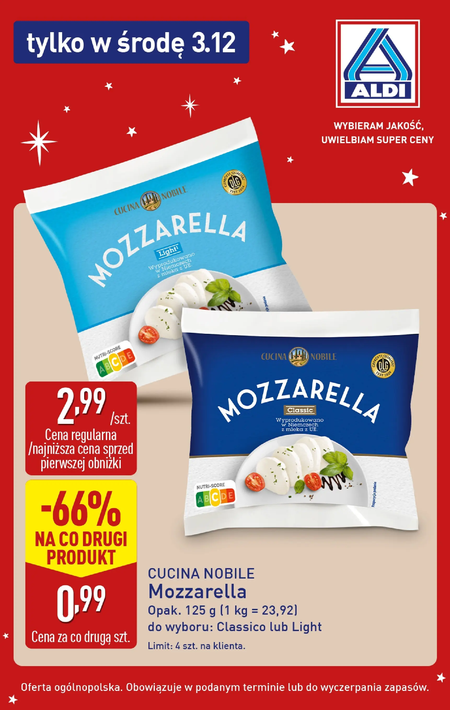 Aldi Gazetka - Tylko w środę od 03.12.2025 - Ulotka PDF, promocje | Strona: 2 | Produkty: Mleka, Mozzarella