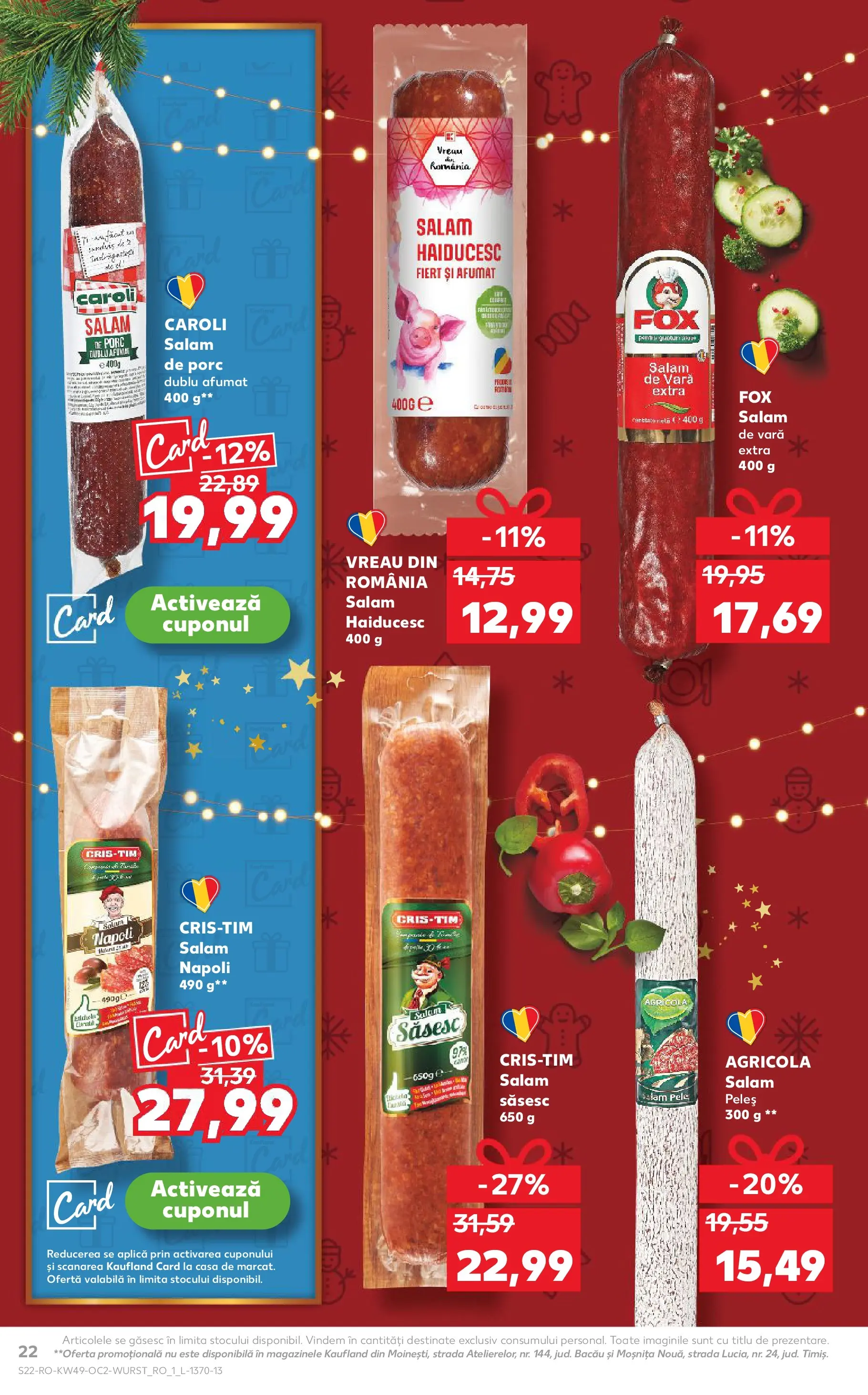Catalog Kaufland - Fălticeni 03.12.2025 - Revista si Oferta | Pagină: 22 | Produse: Salam