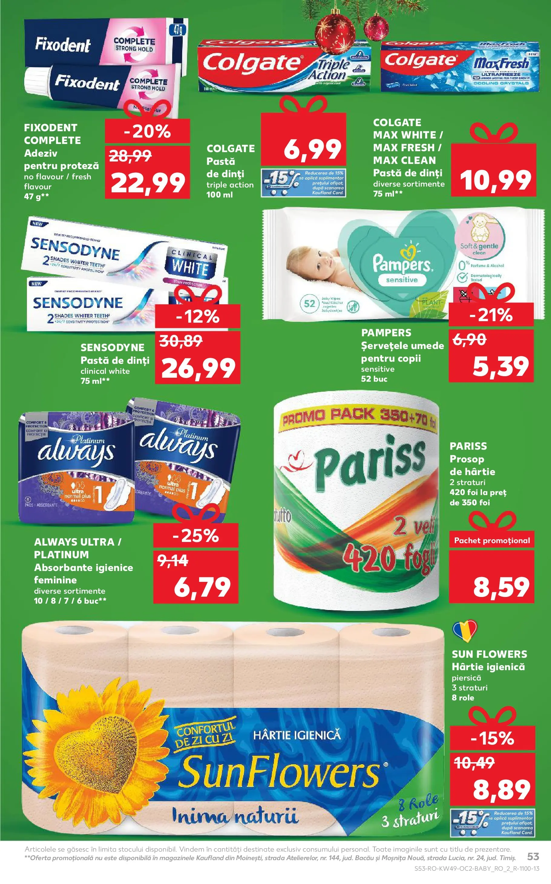Catalog Kaufland - Ploiești 03.12.2025 - Revista si Oferta | Pagină: 53 | Produse: Piersică, Pastă de dinți, Șervețele umede, Absorbante