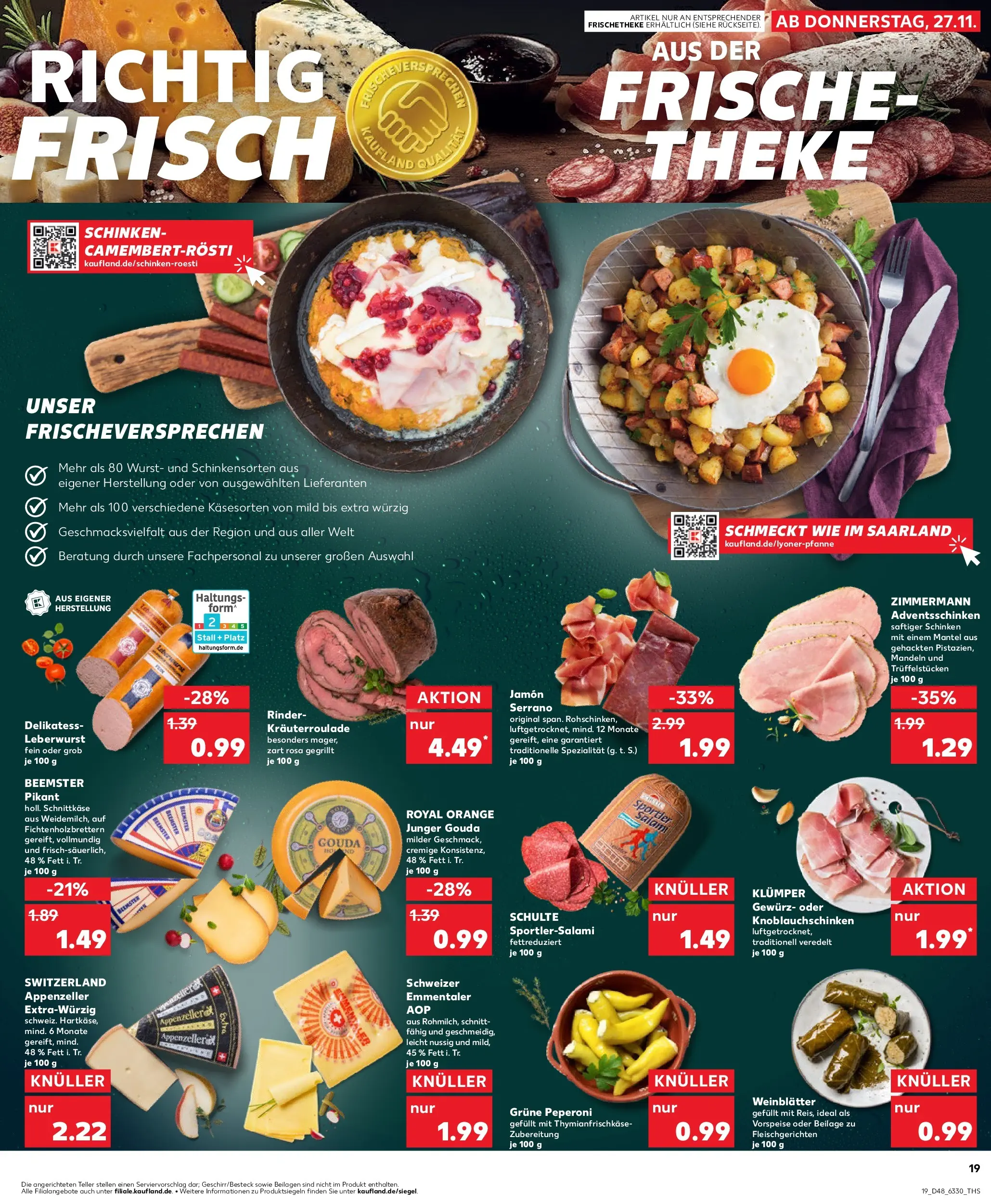 Prospekt Kaufland ab 30.11.2025 » Angebote Online zum Blättern | Seite: 19 | Produkte: Gouda, Mandeln, Wurst, Salami