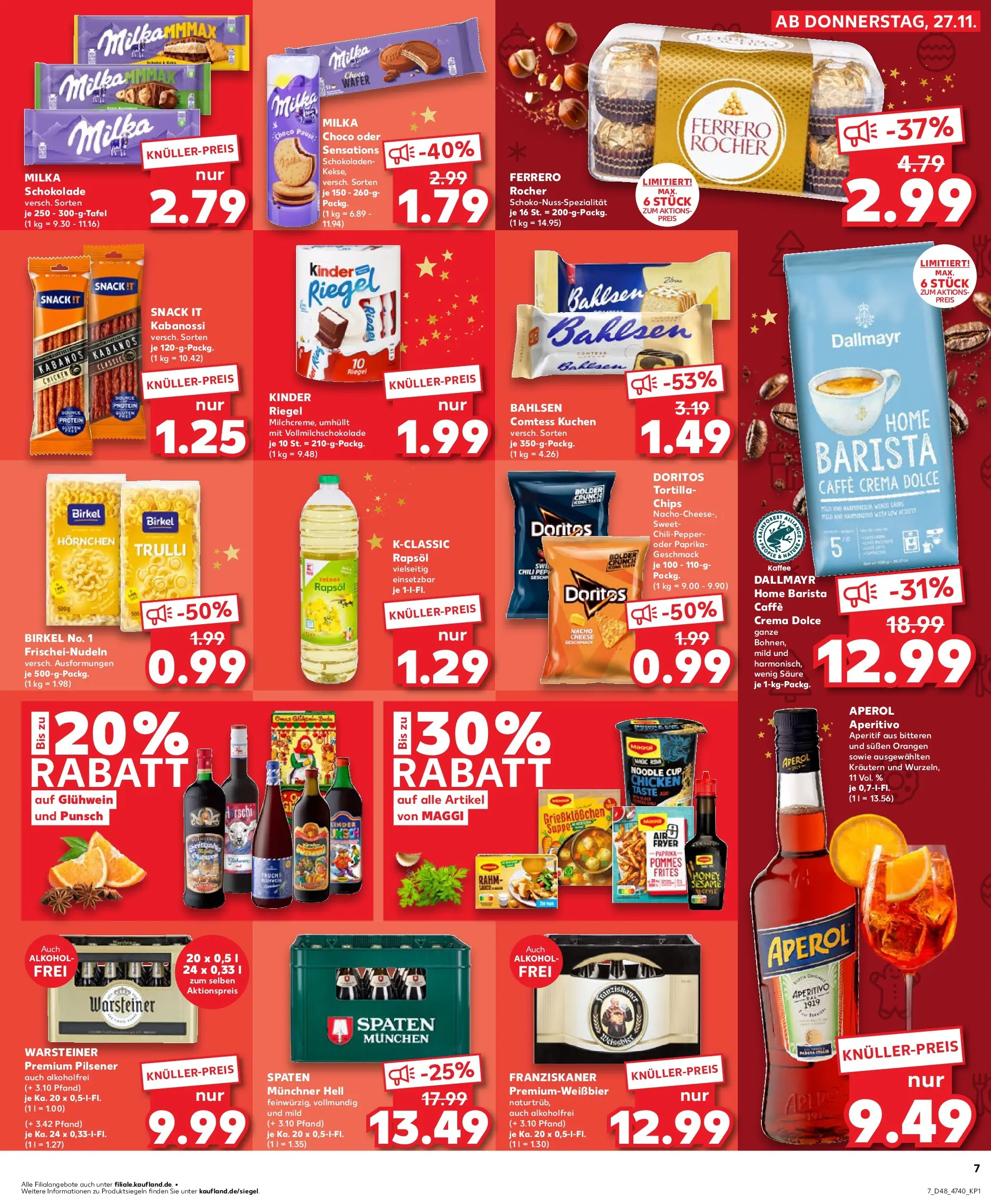 Prospekt Kaufland ab 30.11.2025 » Angebote Online zum Blättern | Seite: 7 | Produkte: Maggi, Milka, Dallmayr, Pasta