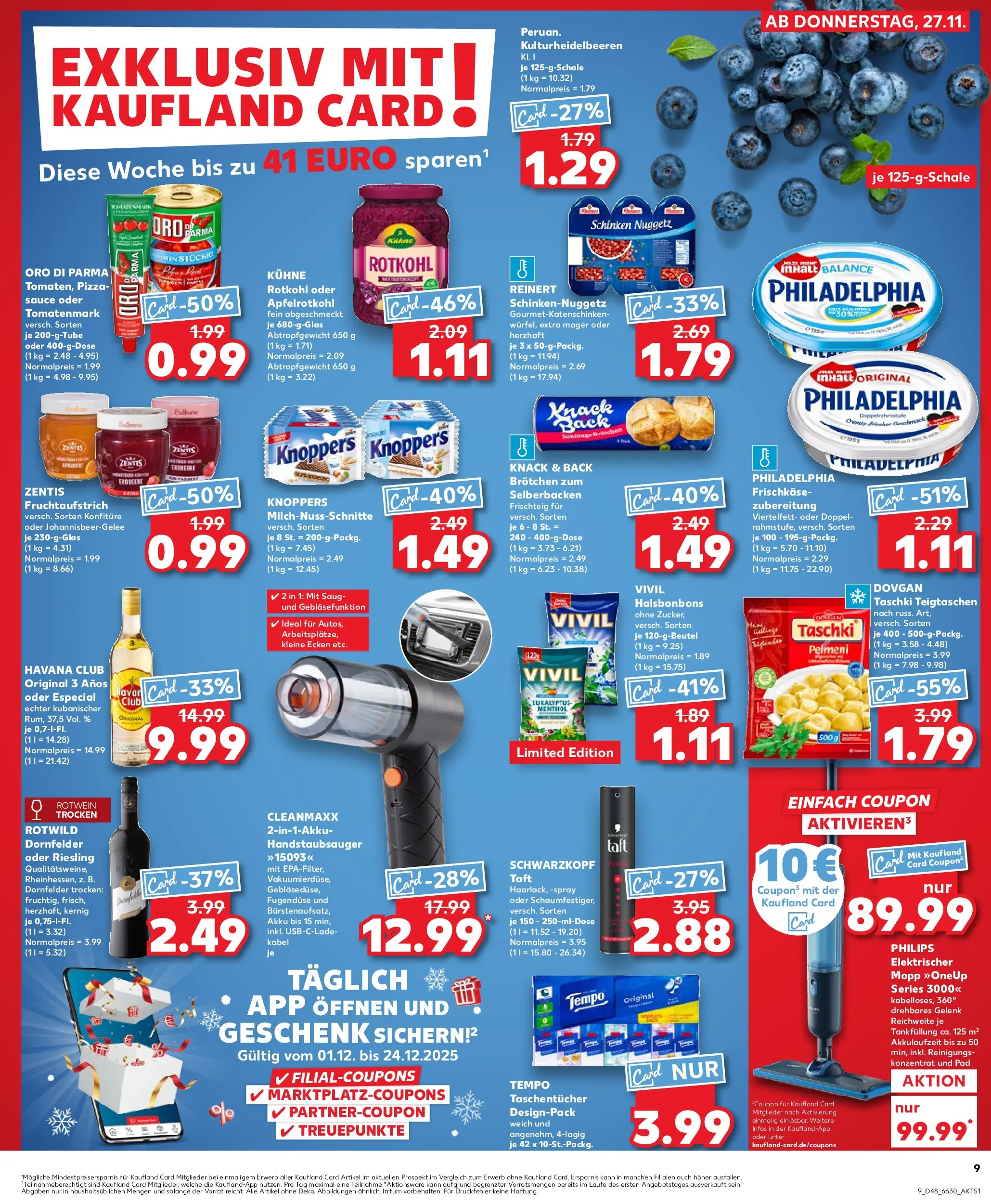 Prospekt Kaufland ab 30.11.2025 » Angebote Online zum Blättern | Seite: 9 | Produkte: Philips, Rotkohl, Philadelphia, Rum
