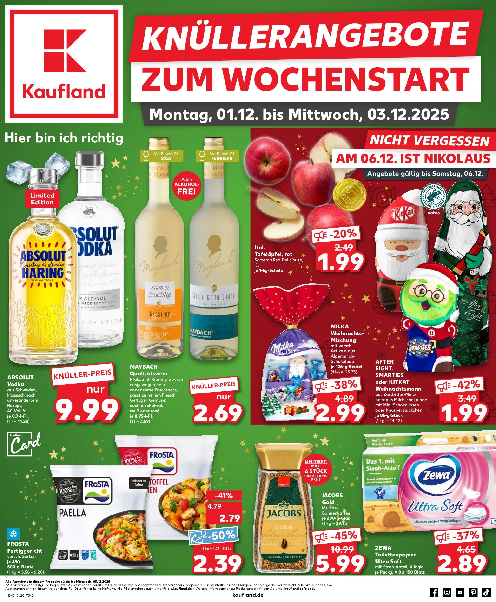 Prospekt Kaufland ab 30.11.2025 » Angebote Online zum Blättern | Seite: 1 | Produkte: Smarties, Zewa, Frosta, Toilettenpapier