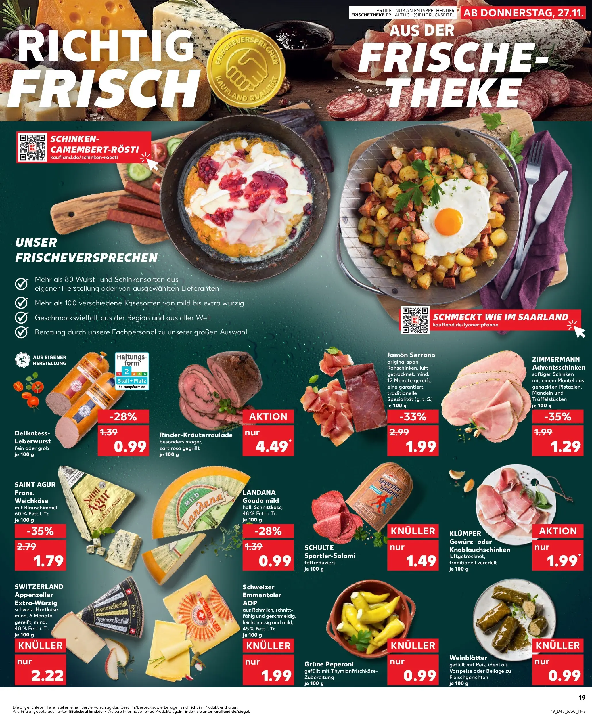 Prospekt Kaufland ab 30.11.2025 » Angebote Online zum Blättern | Seite: 19 | Produkte: Theke, Mandeln, Wurst, Salami