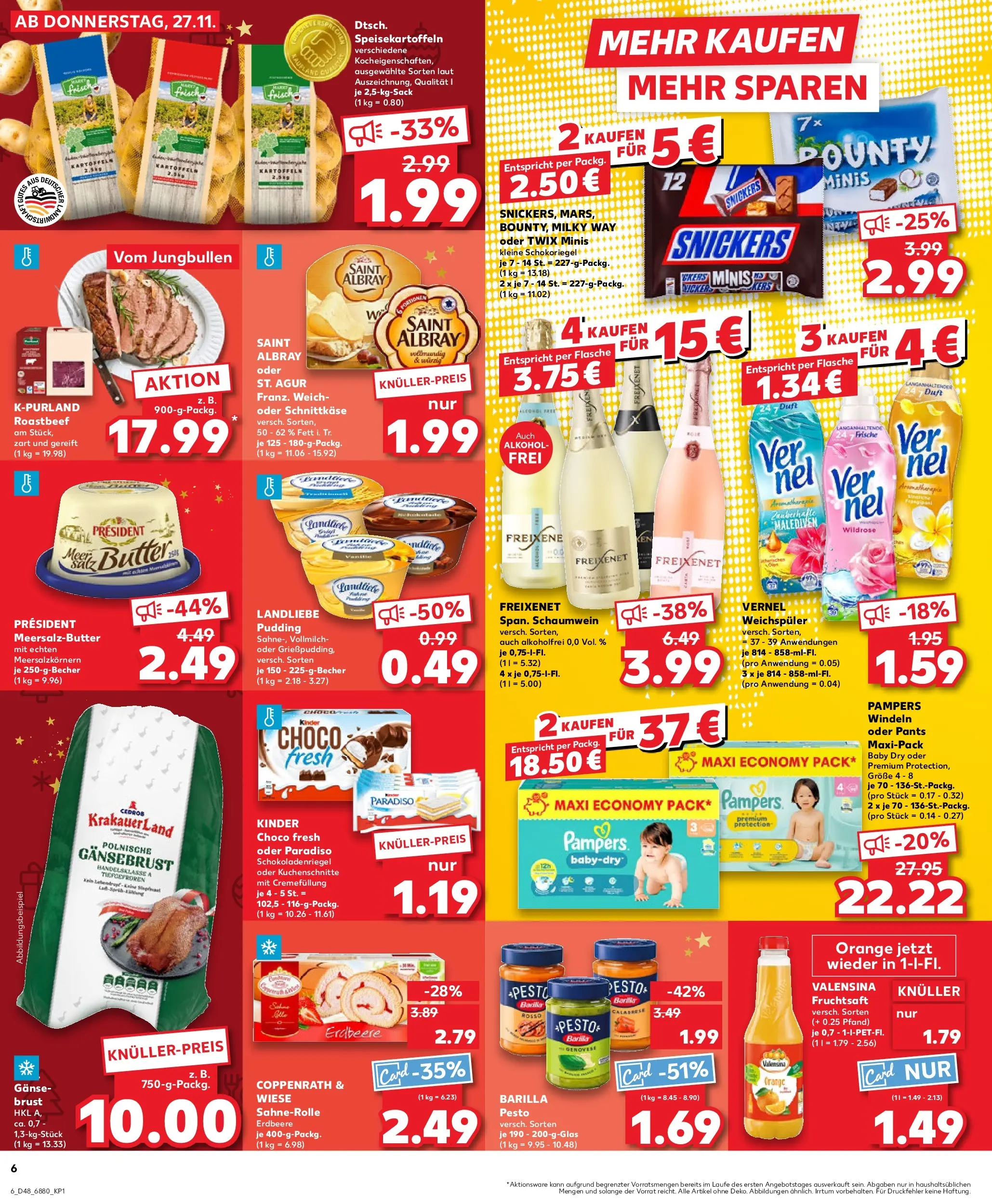 Prospekt Kaufland ab 30.11.2025 » Angebote Online zum Blättern | Seite: 6 | Produkte: Duft, Snickers, Twix, Valensina
