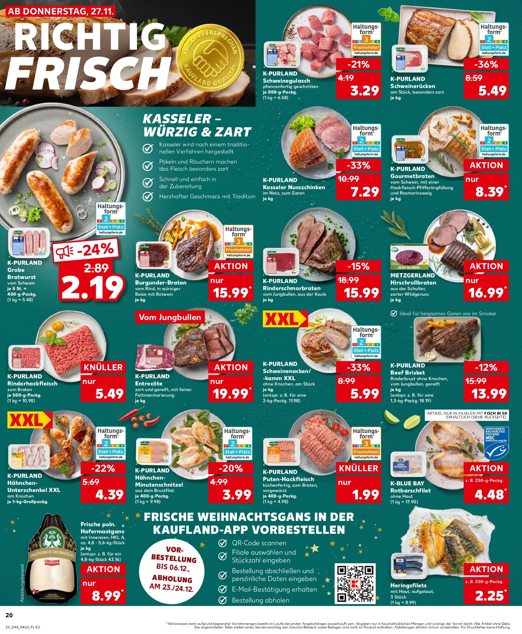 Prospekt Kaufland ab 30.11.2025 » Angebote Online zum Blättern | Seite: 20 | Produkte: Rotwein, Entrecote, Schweinerucken, Fleisch