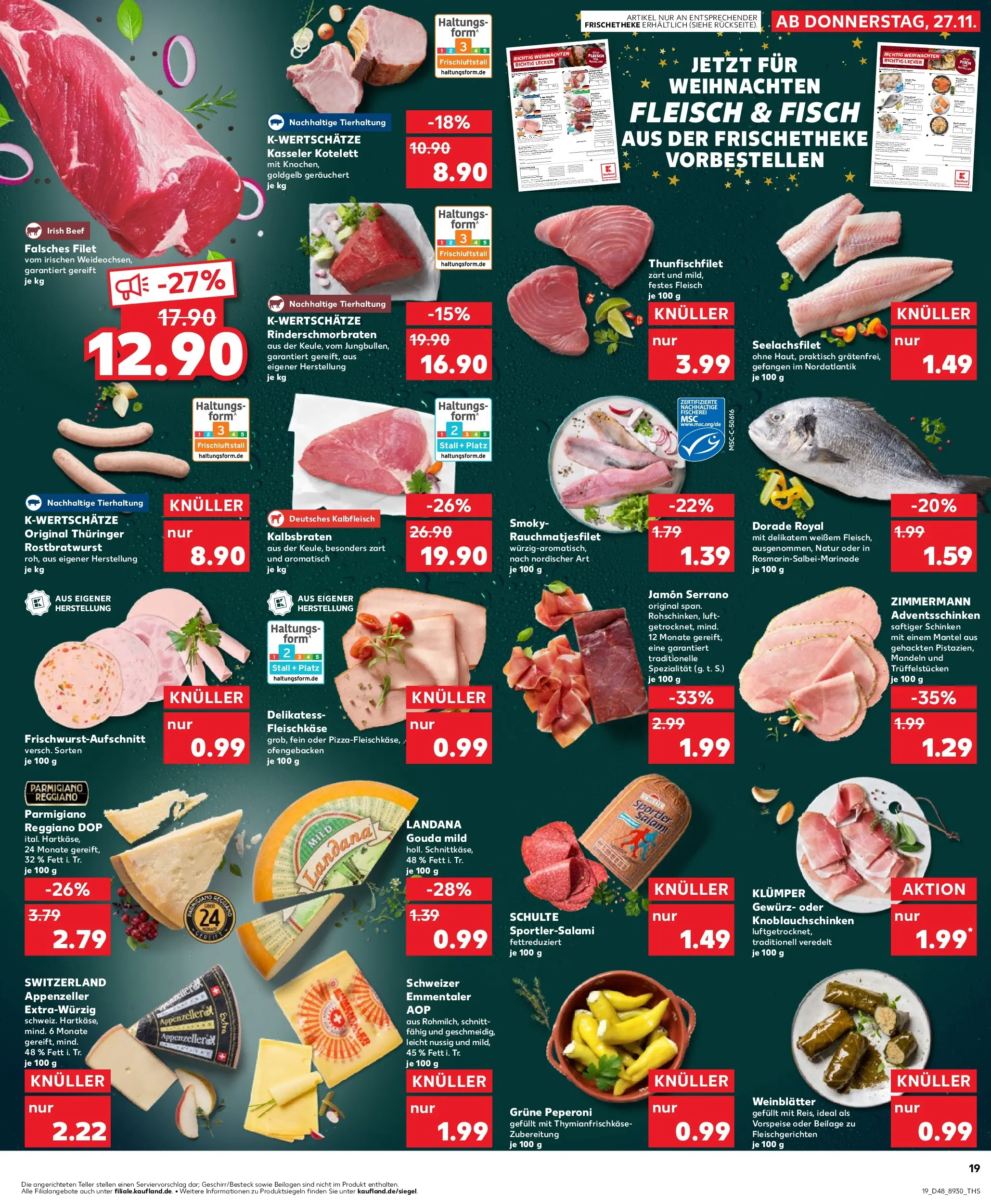 Prospekt Kaufland ab 30.11.2025 » Angebote Online zum Blättern | Seite: 19 | Produkte: Gouda, Fisch, Mantel, Salami