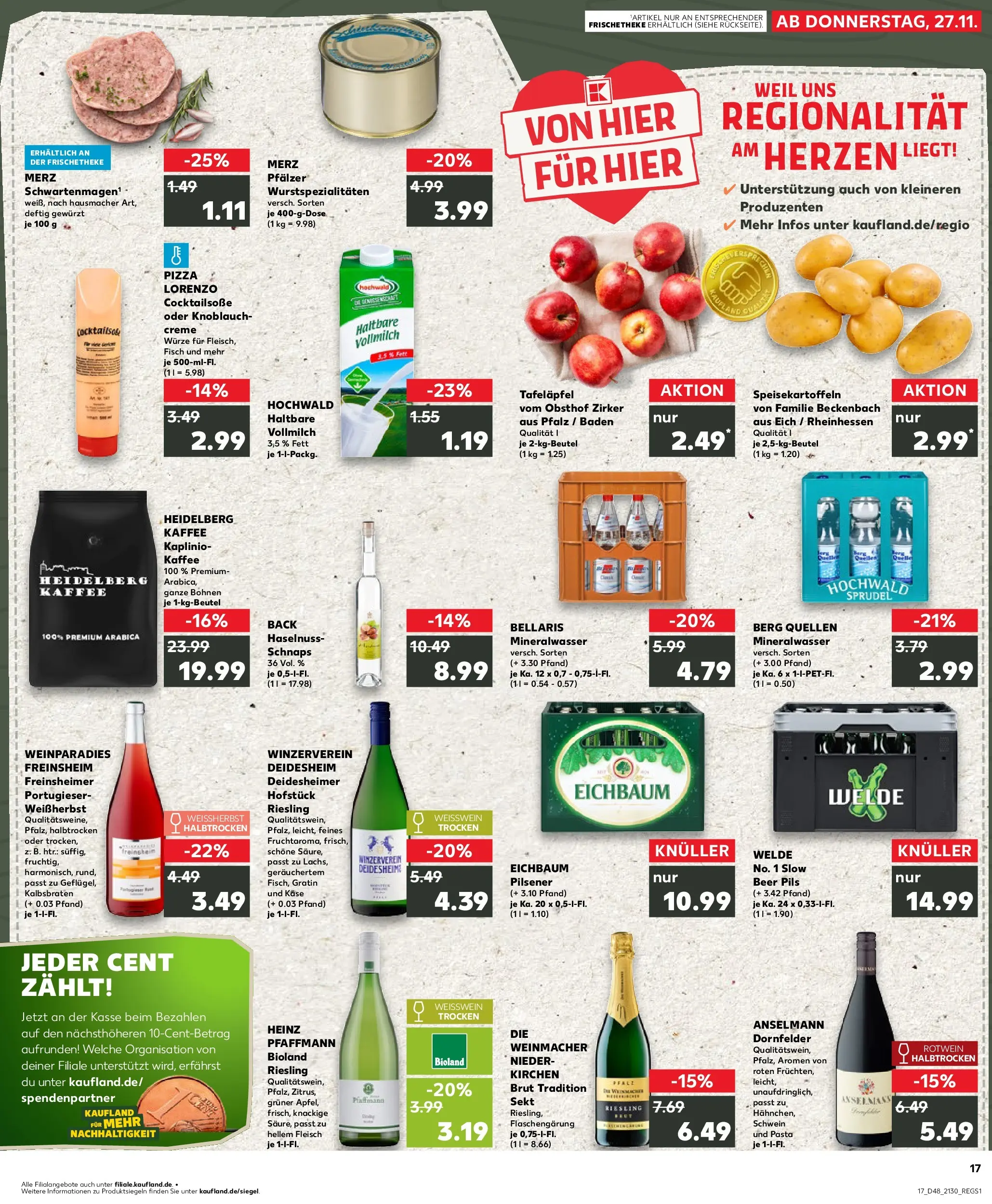 Prospekt Kaufland ab 30.11.2025 » Angebote Online zum Blättern | Seite: 17 | Produkte: Kaffee, Weißwein, Sekt, Pils