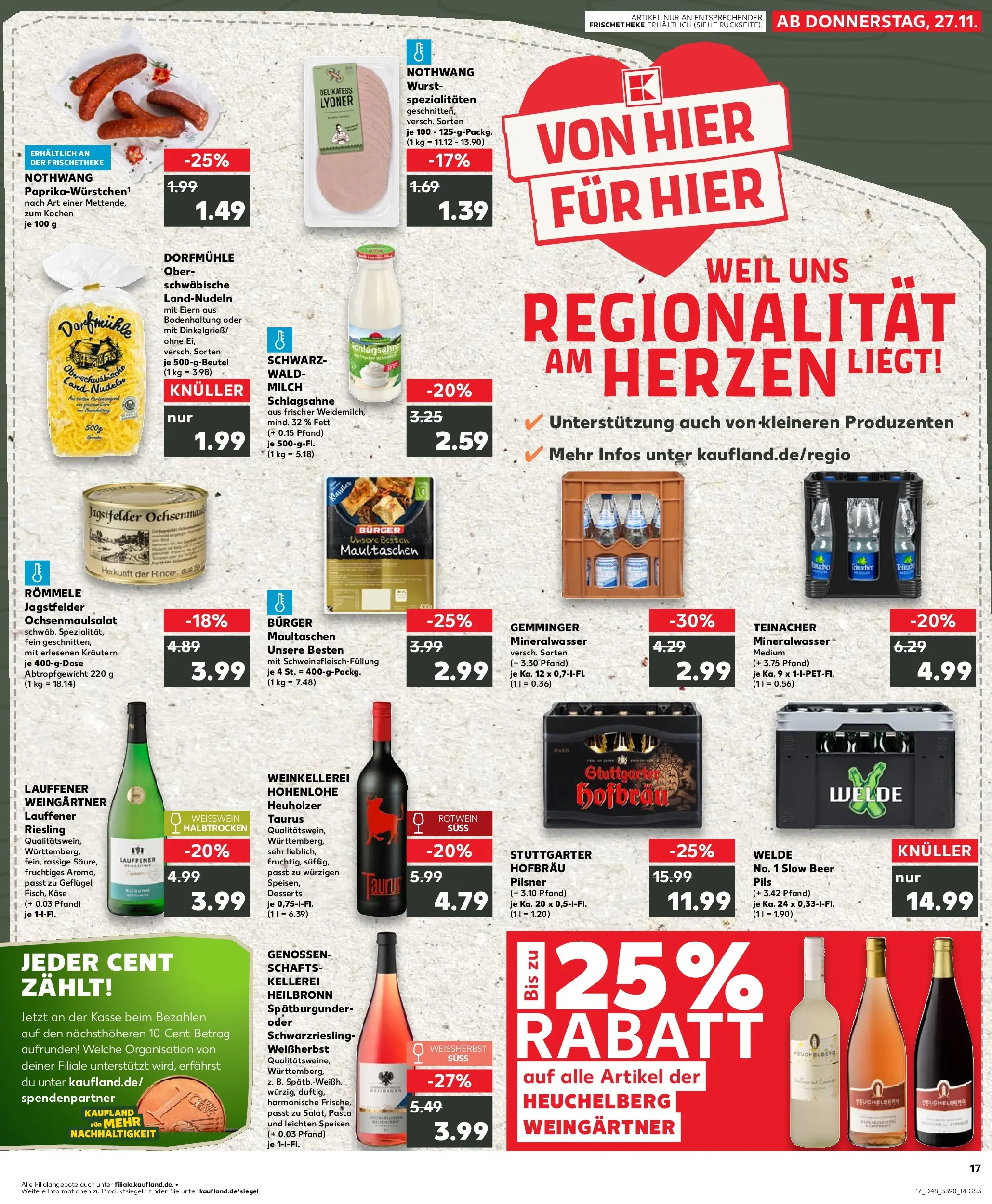 Prospekt Kaufland ab 30.11.2025 » Angebote Online zum Blättern | Seite: 17 | Produkte: Milch, Pils, Burger, Mineralwasser
