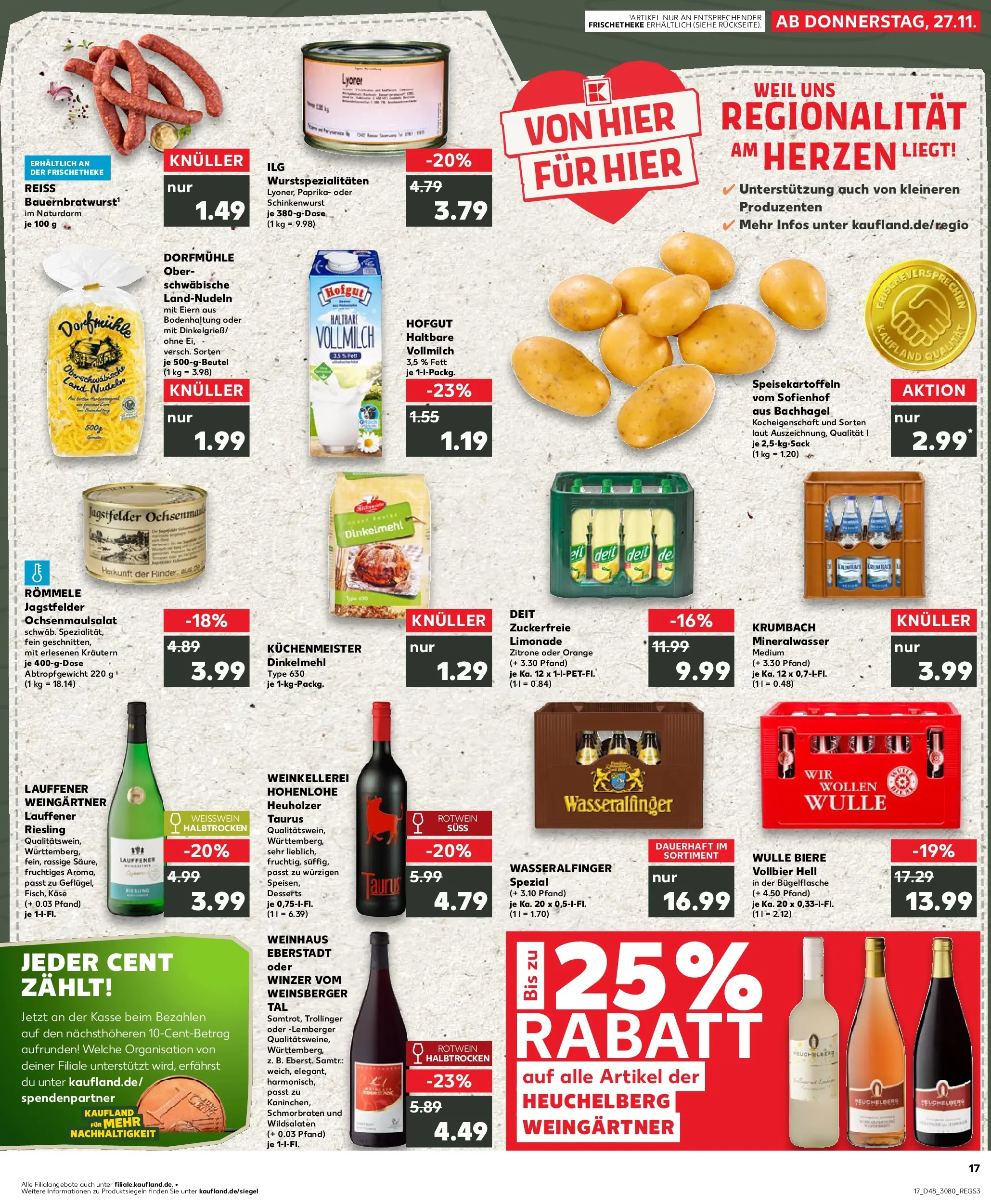 Prospekt Kaufland ab 30.11.2025 » Angebote Online zum Blättern | Seite: 17 | Produkte: Käse, Rotwein, Mineralwasser, Zitrone