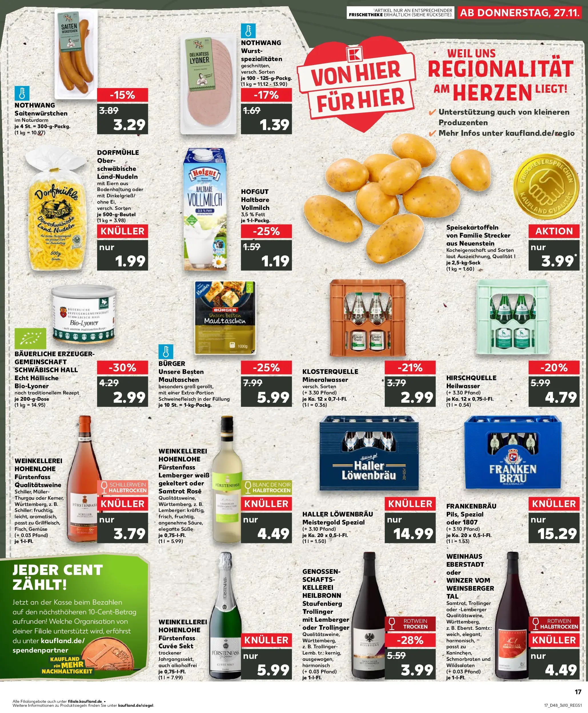 Prospekt Kaufland ab 30.11.2025 » Angebote Online zum Blättern | Seite: 17 | Produkte: Rotwein, Sekt, Burger, Nudeln