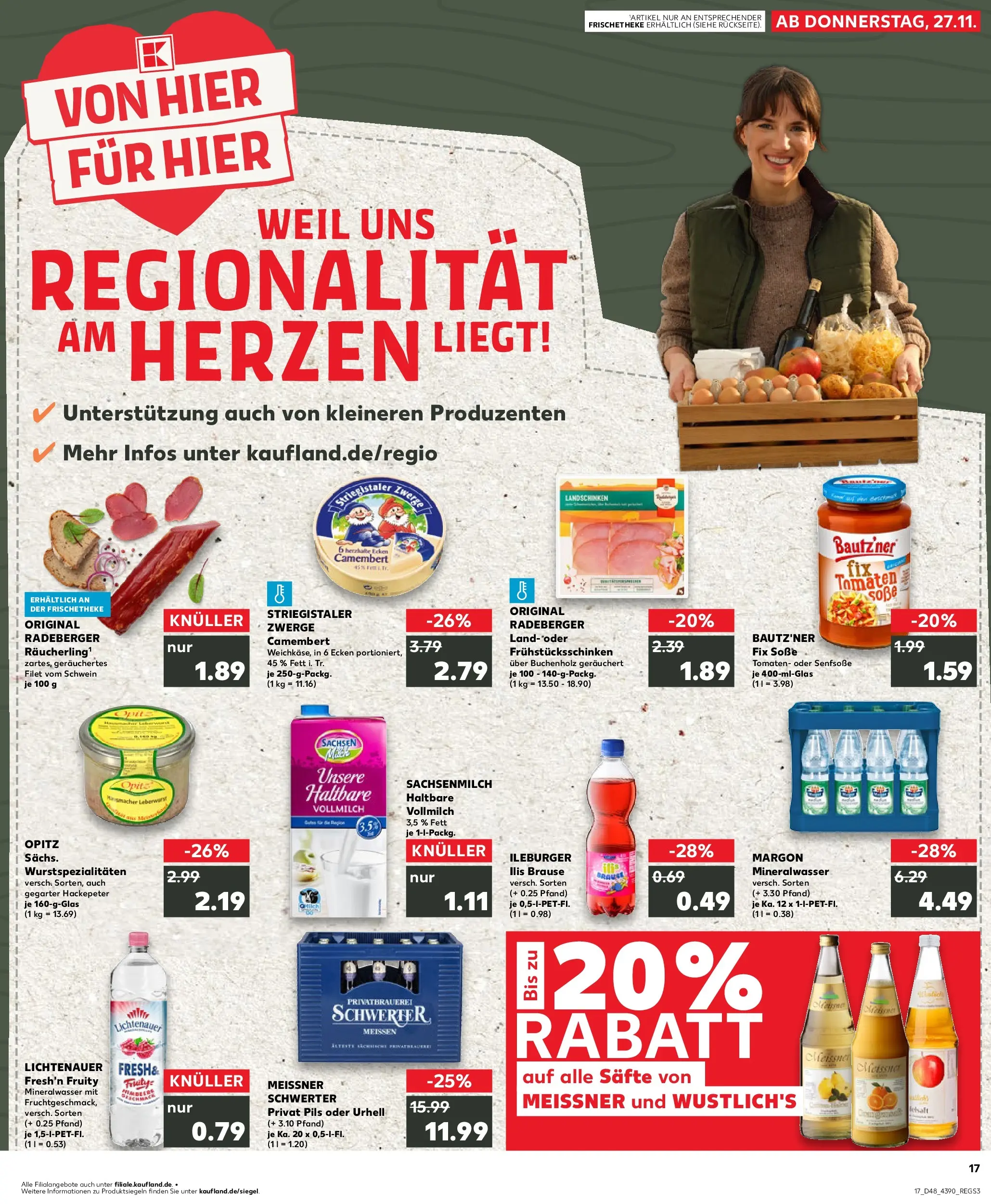 Prospekt Kaufland ab 30.11.2025 » Angebote Online zum Blättern | Seite: 17 | Produkte: Pils, Tomaten, Mineralwasser, Soße