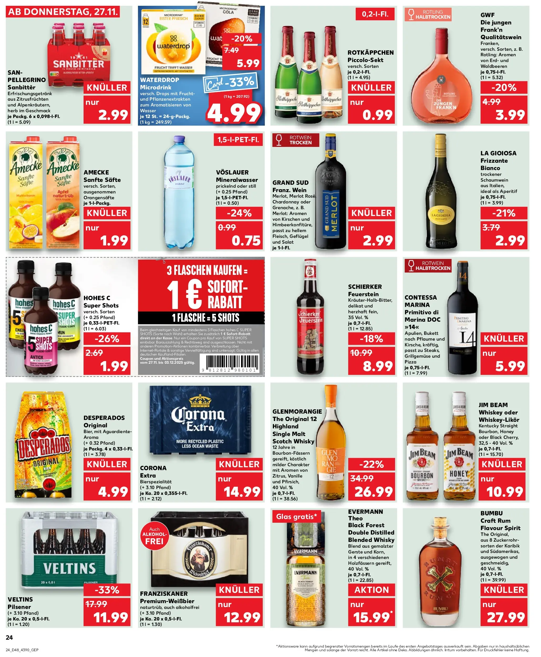 Prospekt Kaufland ab 30.11.2025 » Angebote Online zum Blättern | Seite: 24 | Produkte: Mineralwasser, Wasser, Hohes c, Bourbon