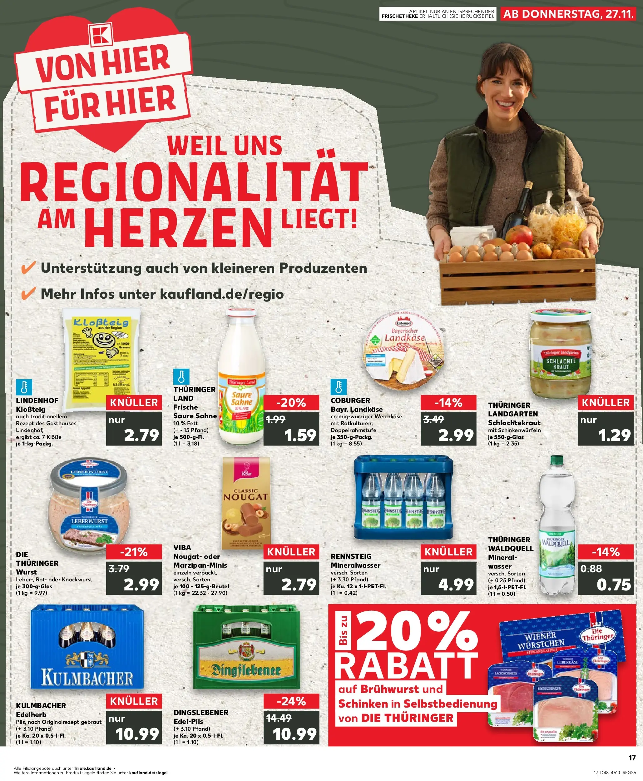 Prospekt Kaufland ab 30.11.2025 » Angebote Online zum Blättern | Seite: 17 | Produkte: Wasser, Kraut, Schinken, Leberkase