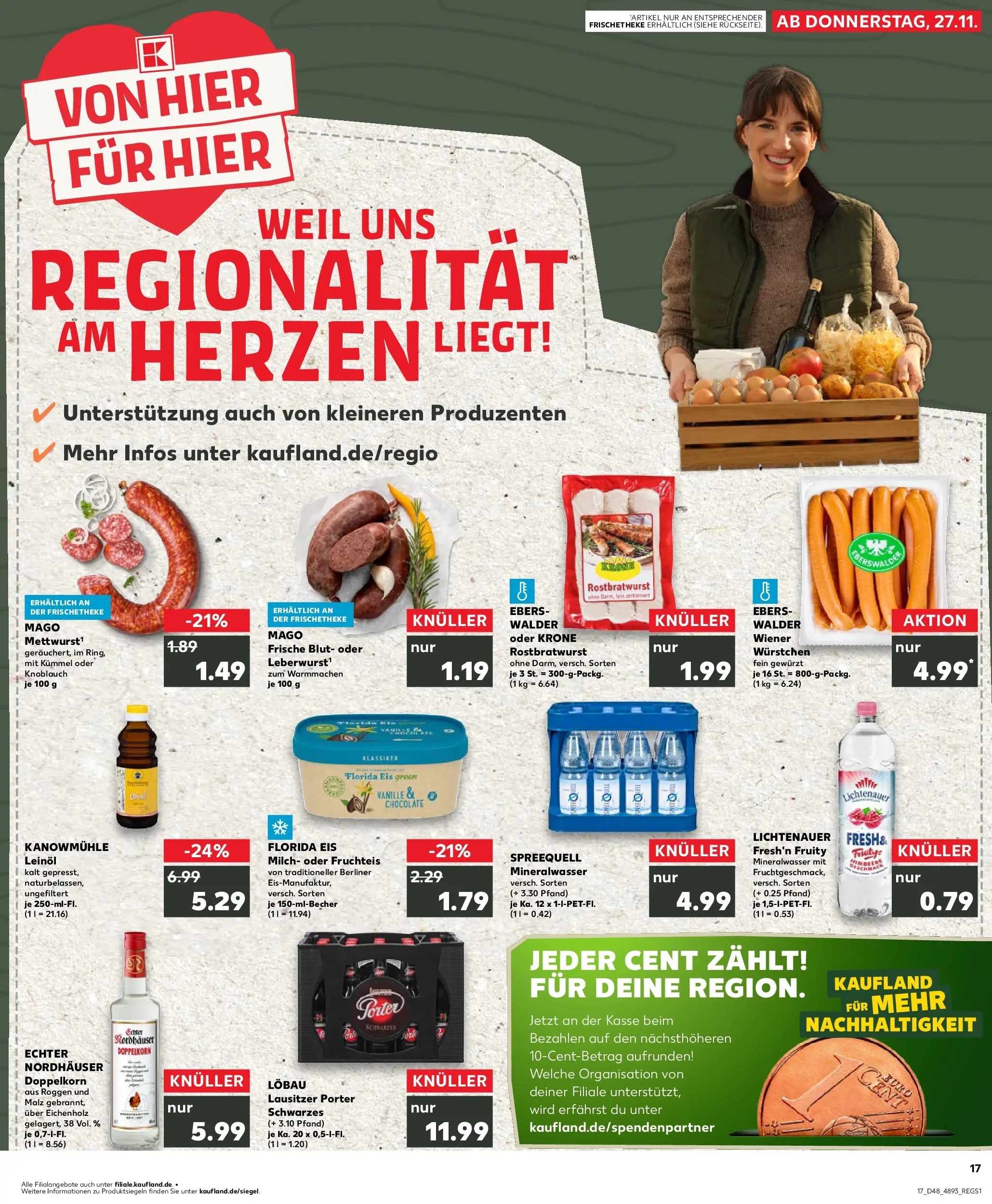 Prospekt Kaufland ab 30.11.2025 » Angebote Online zum Blättern | Seite: 17 | Produkte: Berliner, Milch, Mineralwasser, Eis