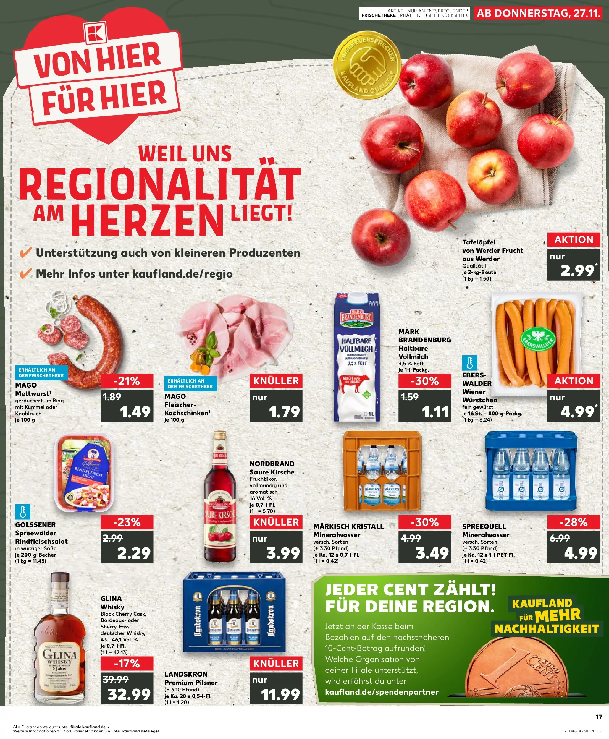 Prospekt Kaufland ab 30.11.2025 » Angebote Online zum Blättern | Seite: 17 | Produkte: Whisky, Wiener wurstchen, Mineralwasser, Rindfleisch