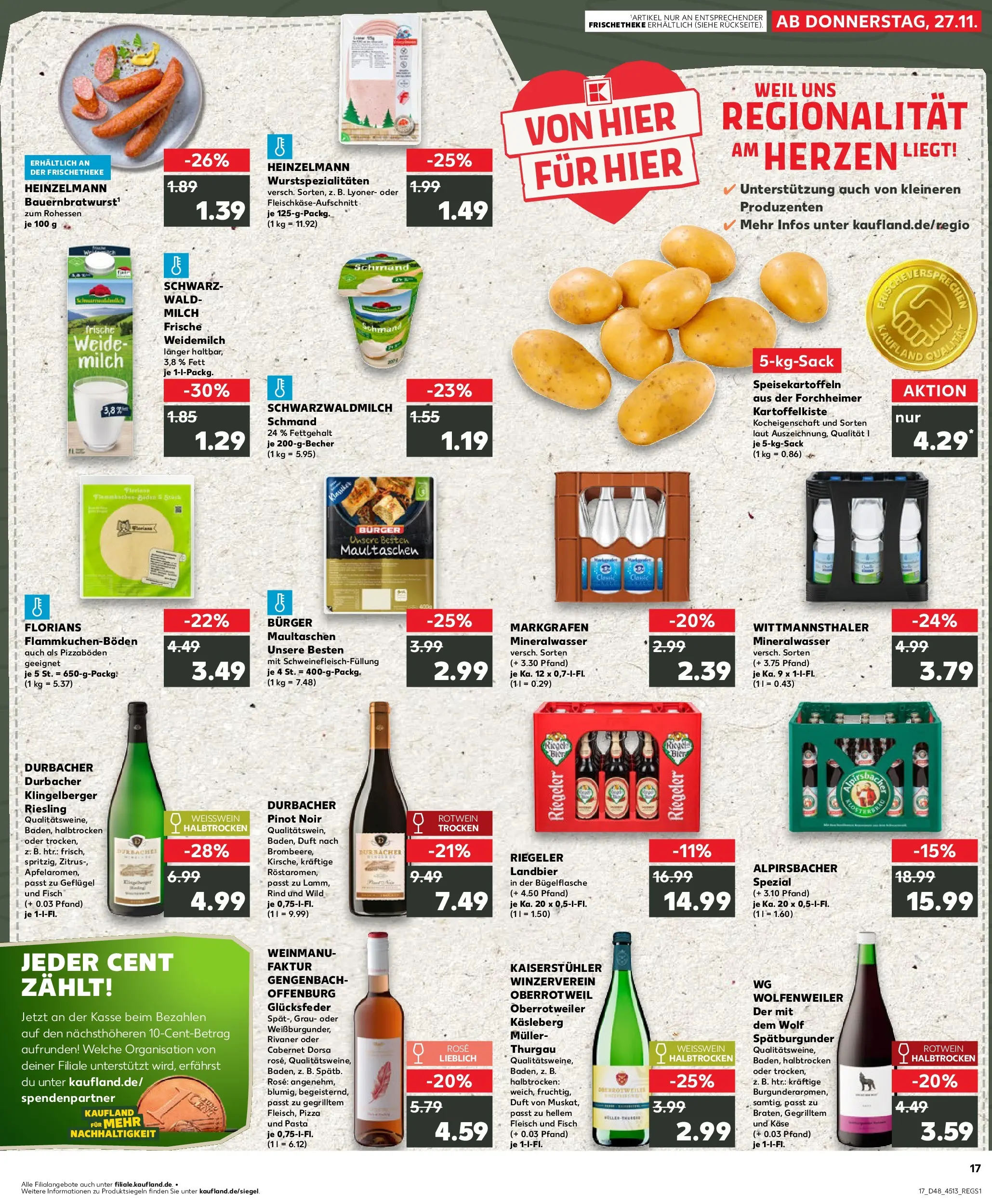 Prospekt Kaufland ab 30.11.2025 » Angebote Online zum Blättern | Seite: 17 | Produkte: Rotwein, Burger, Pizza, Maultaschen