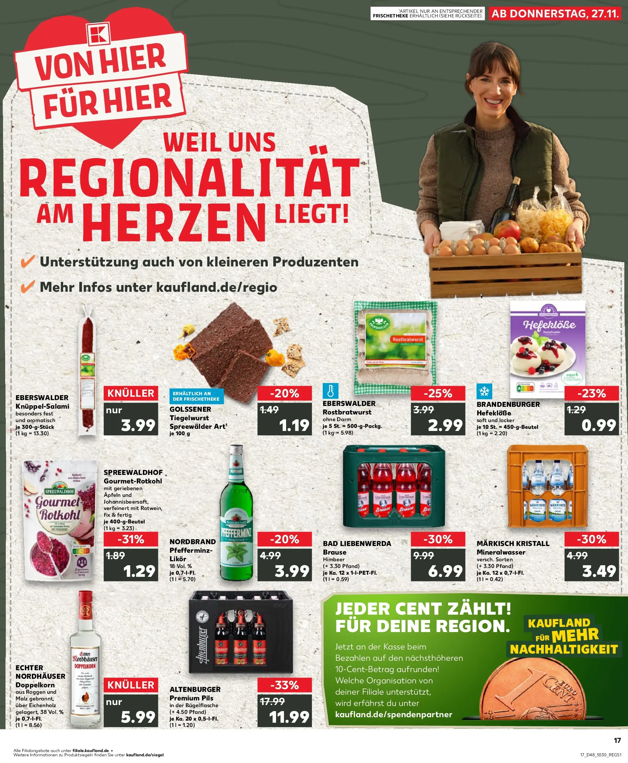 Prospekt Kaufland ab 30.11.2025 » Angebote Online zum Blättern | Seite: 17 | Produkte: Bad, Pils, Mineralwasser, Salami
