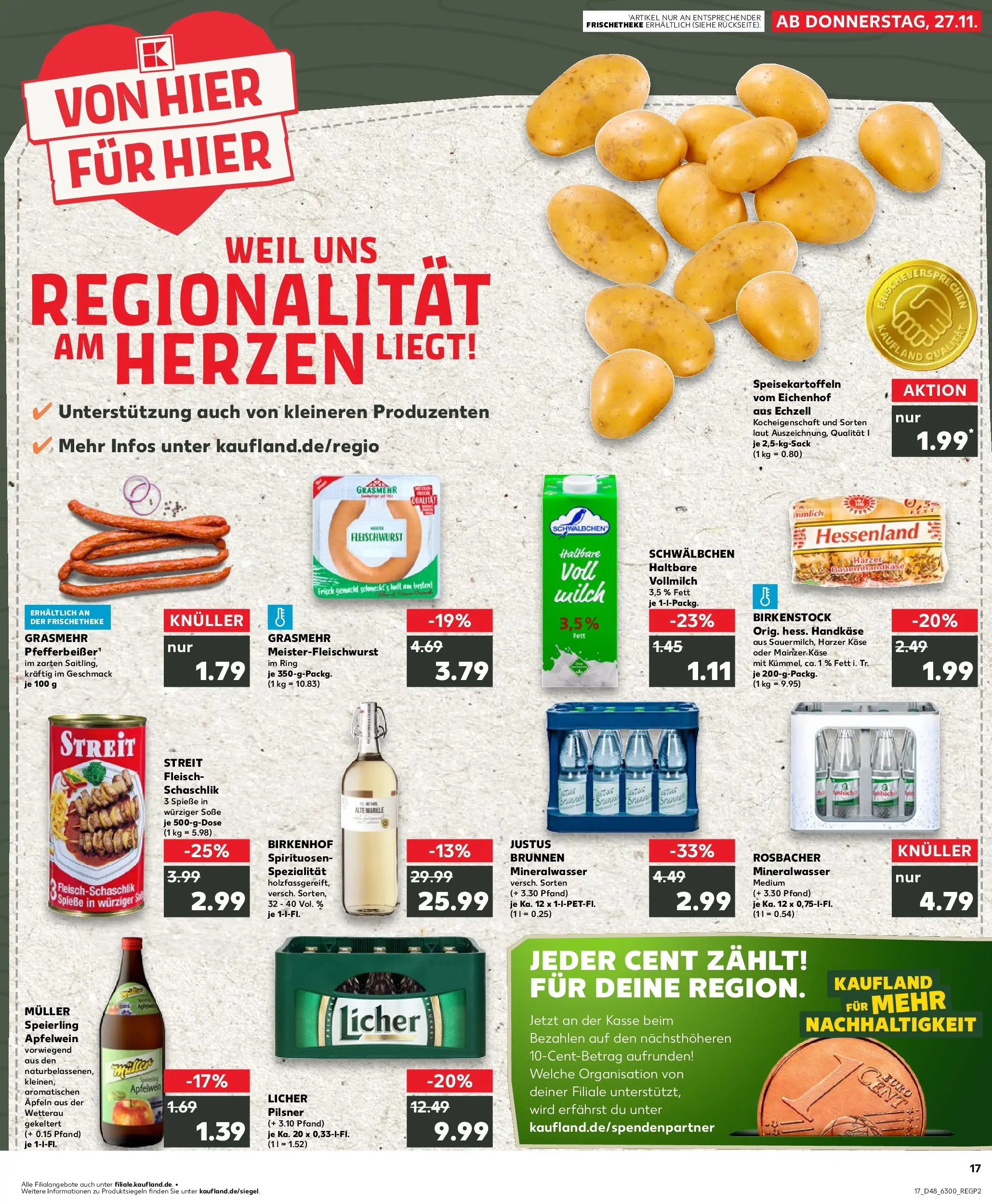 Prospekt Kaufland ab 30.11.2025 » Angebote Online zum Blättern | Seite: 17 | Produkte: Spieße, Mineralwasser, Apple, Fleisch