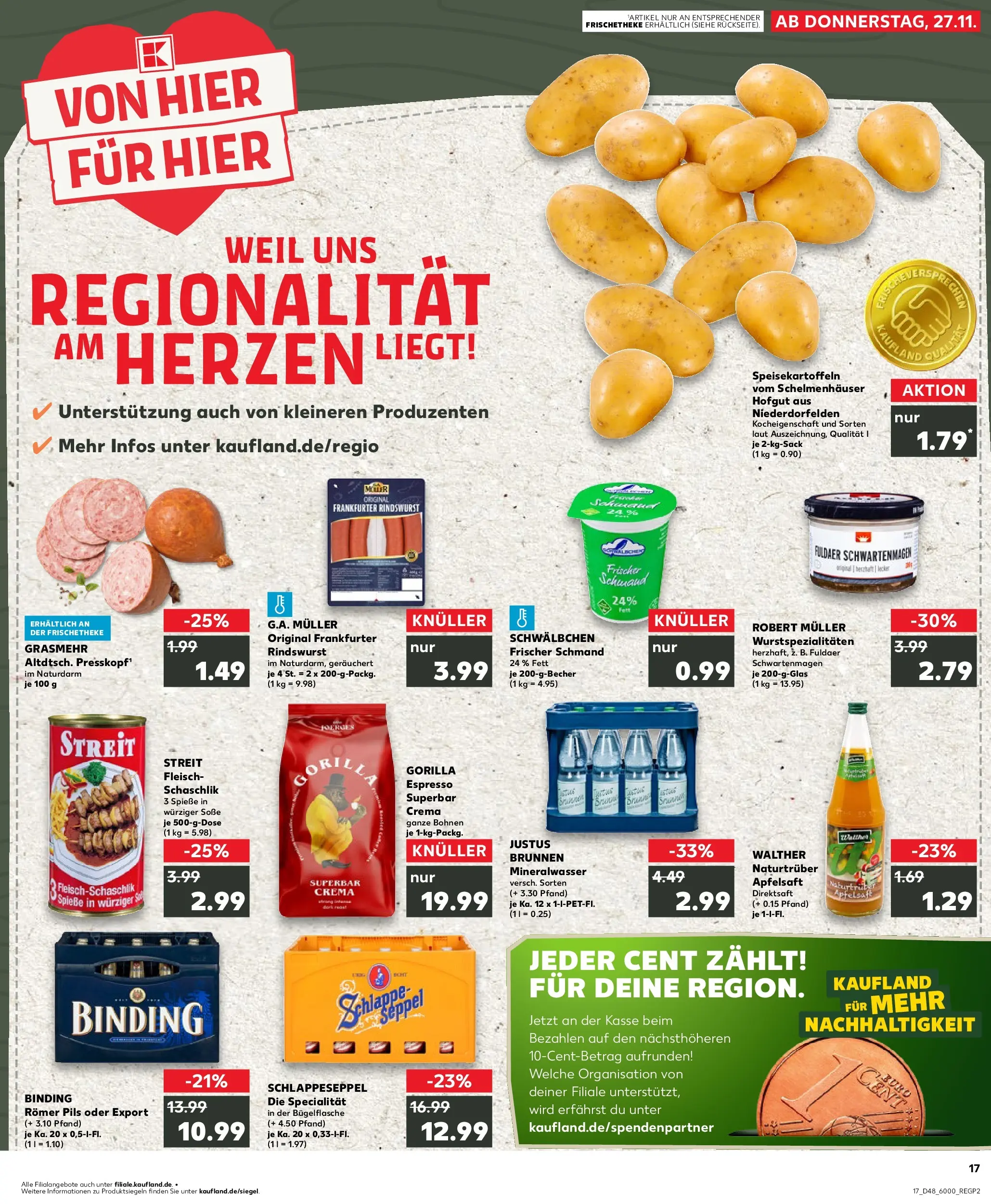 Prospekt Kaufland ab 30.11.2025 » Angebote Online zum Blättern | Seite: 17 | Produkte: Pils, Mineralwasser, Apple, Fleisch