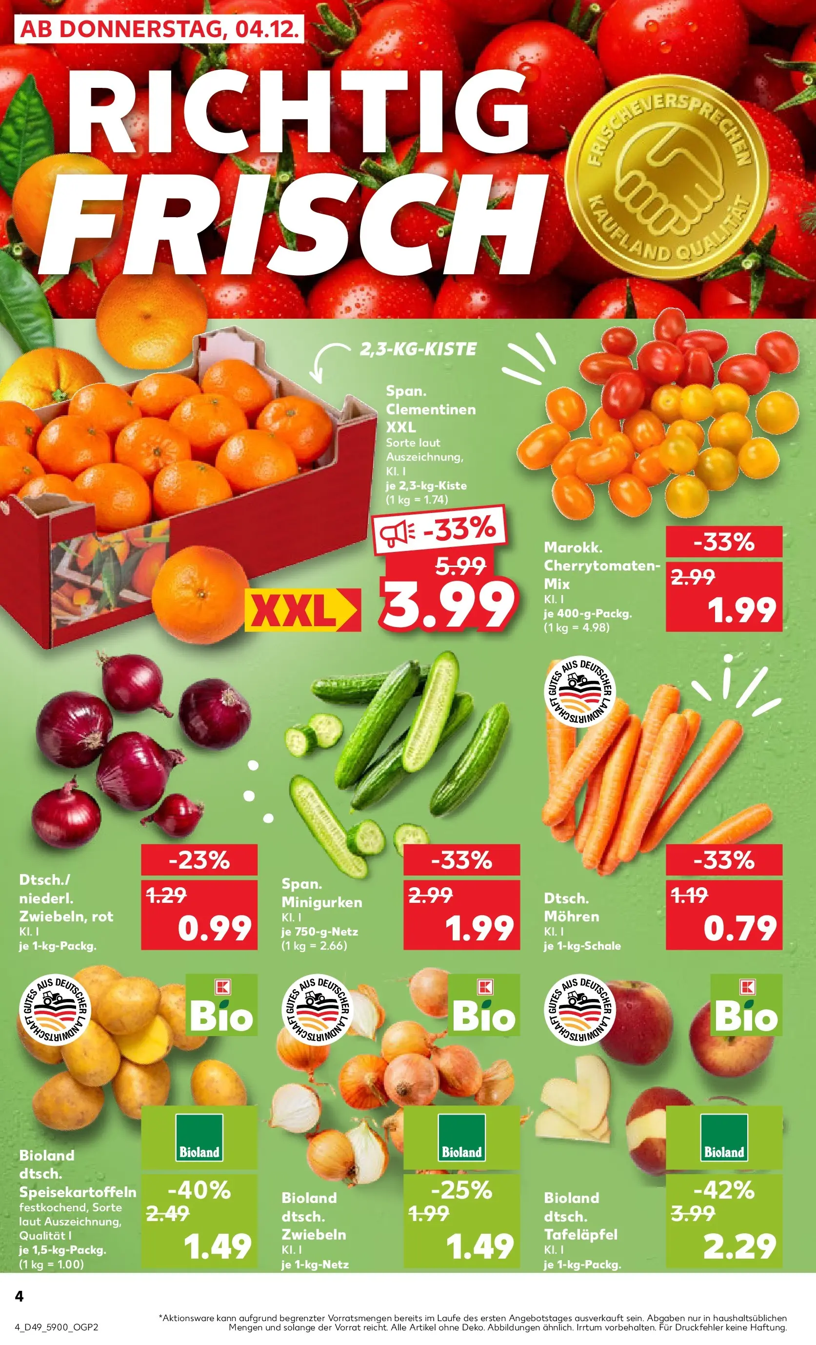 Prospekt Kaufland ab 03.12.2025 » Angebote Online zum Blättern | Seite: 4 | Produkte: Mohren, Zwiebeln
