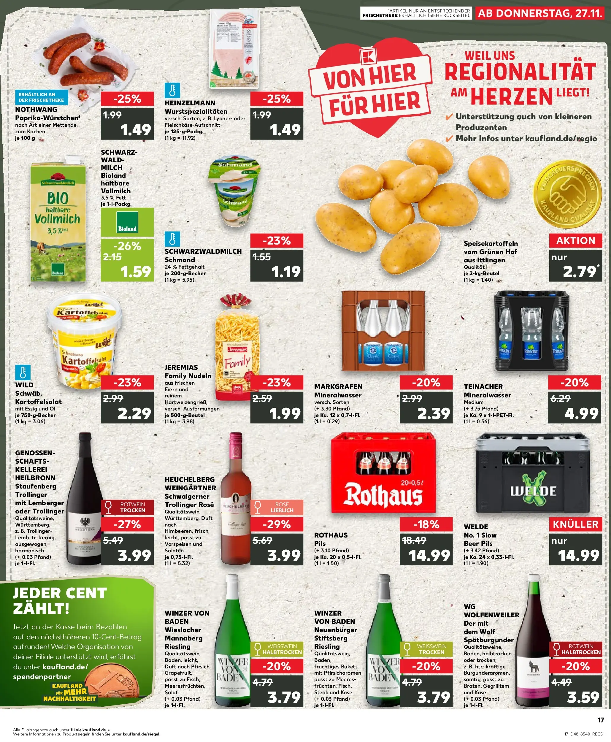 Prospekt Kaufland ab 30.11.2025 » Angebote Online zum Blättern | Seite: 17 | Produkte: Rotwein, Duft, Mineralwasser, Pasta