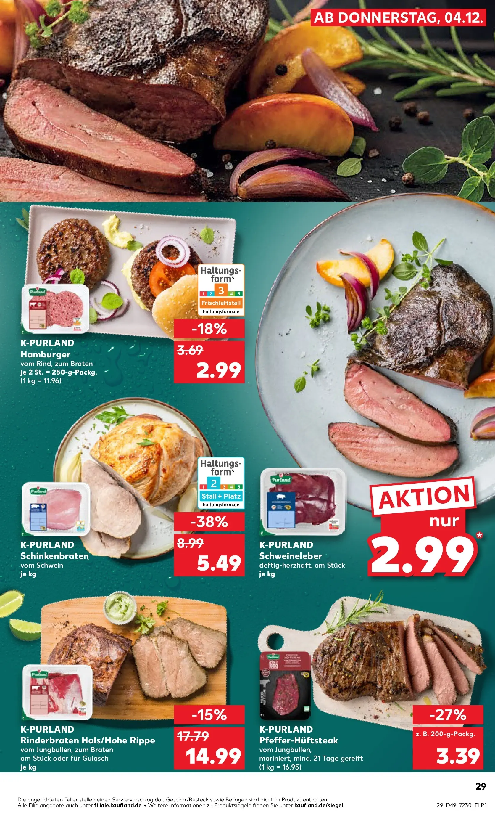 Prospekt Kaufland ab 04.12.2025 » Angebote und Werbung Online | Seite: 29 | Produkte: Rinderbraten, Gulasch, Steak Prospekt Kaufland ab 04.12.2025 » Angebote Online zum Blättern | Seite: 29 | Produkte: Rinderbraten, Gulasch, Steak
