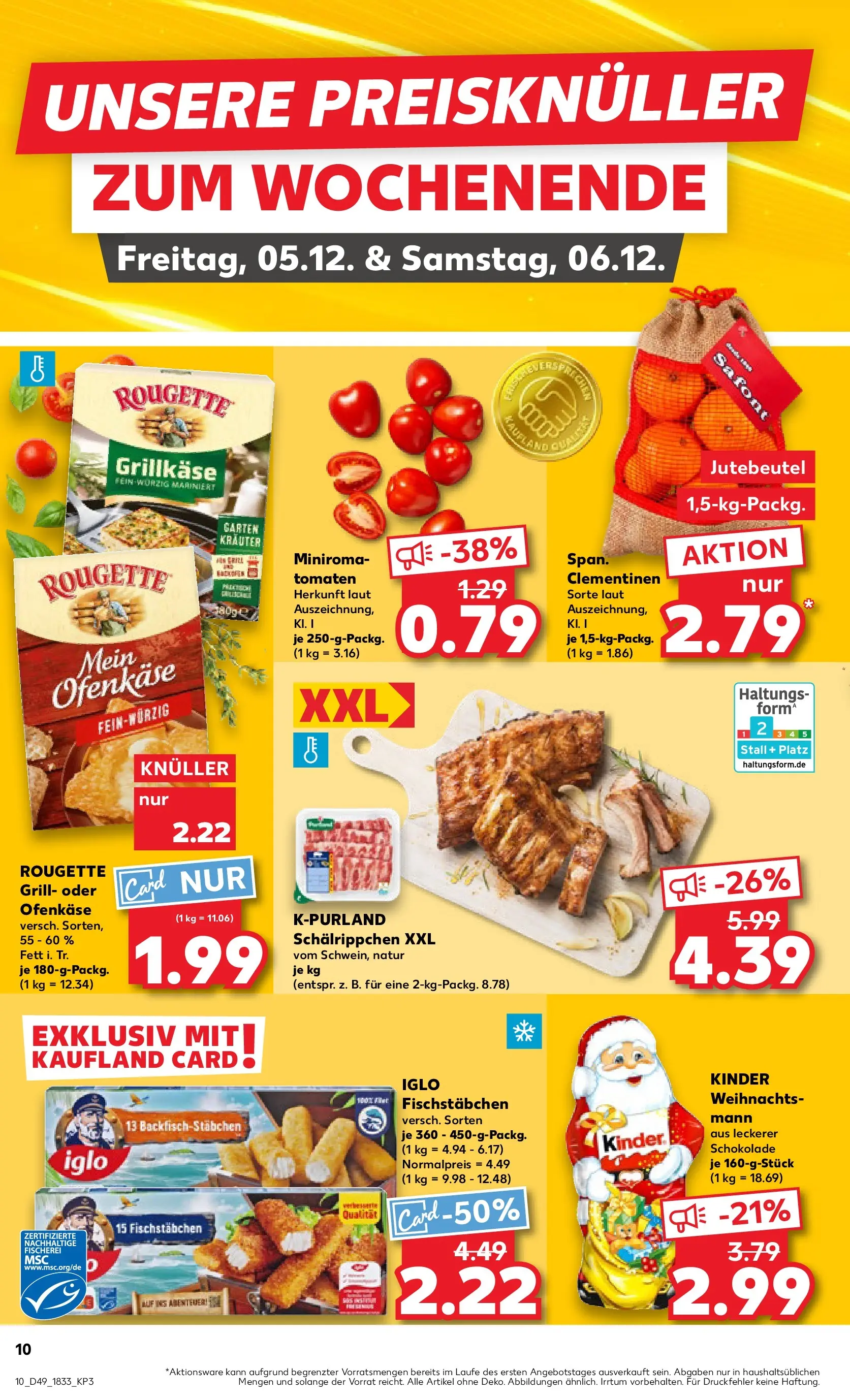 Prospekt Kaufland ab 03.12.2025 » Angebote Online zum Blättern | Seite: 10 | Produkte: Kinder schokolade, Grill, Tomaten, Fischstabchen