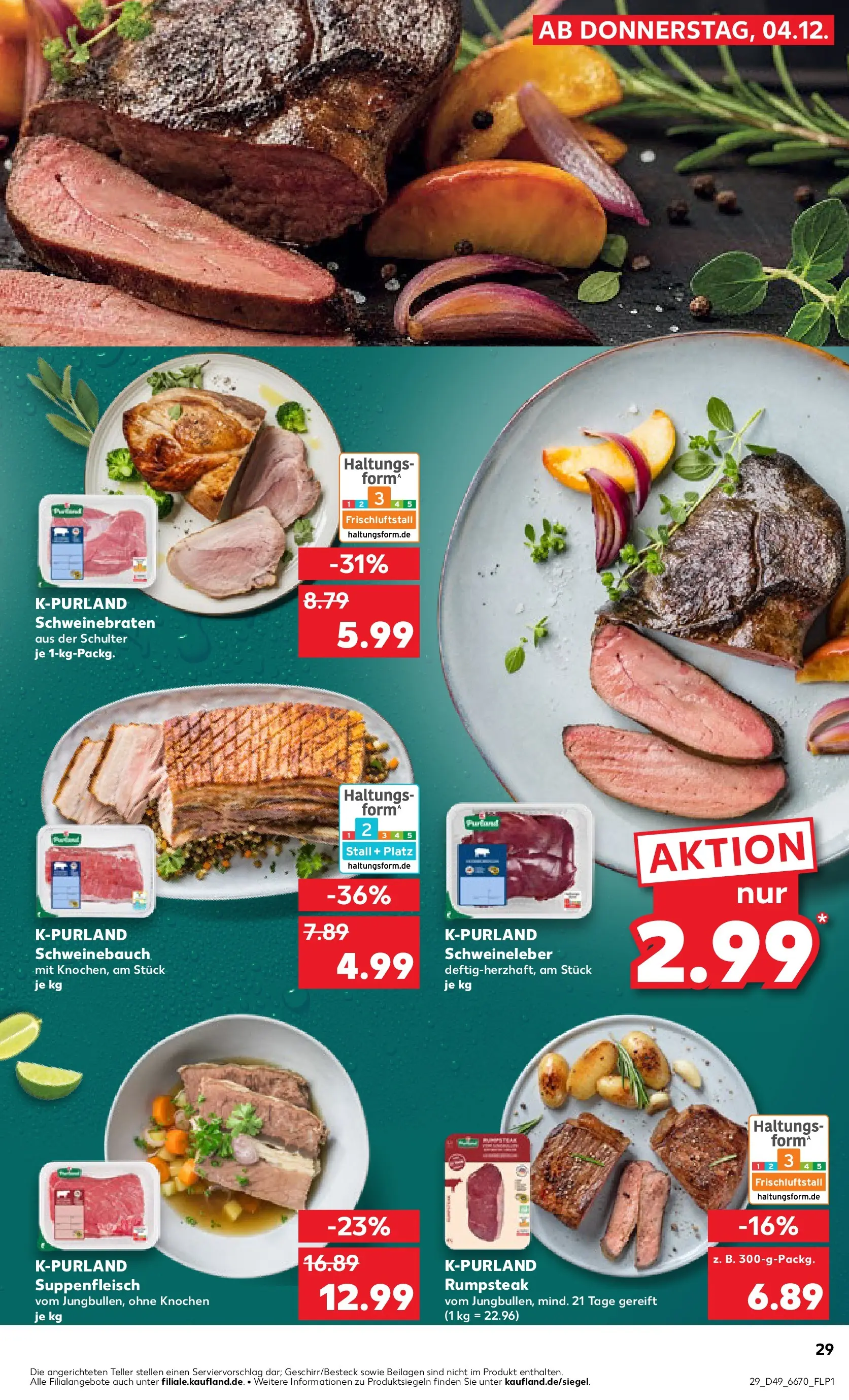 Prospekt Kaufland ab 04.12.2025 » Angebote Online zum Blättern | Seite: 29 | Produkte: Rumpsteak, Schweinebauch, Suppenfleisch, Steak