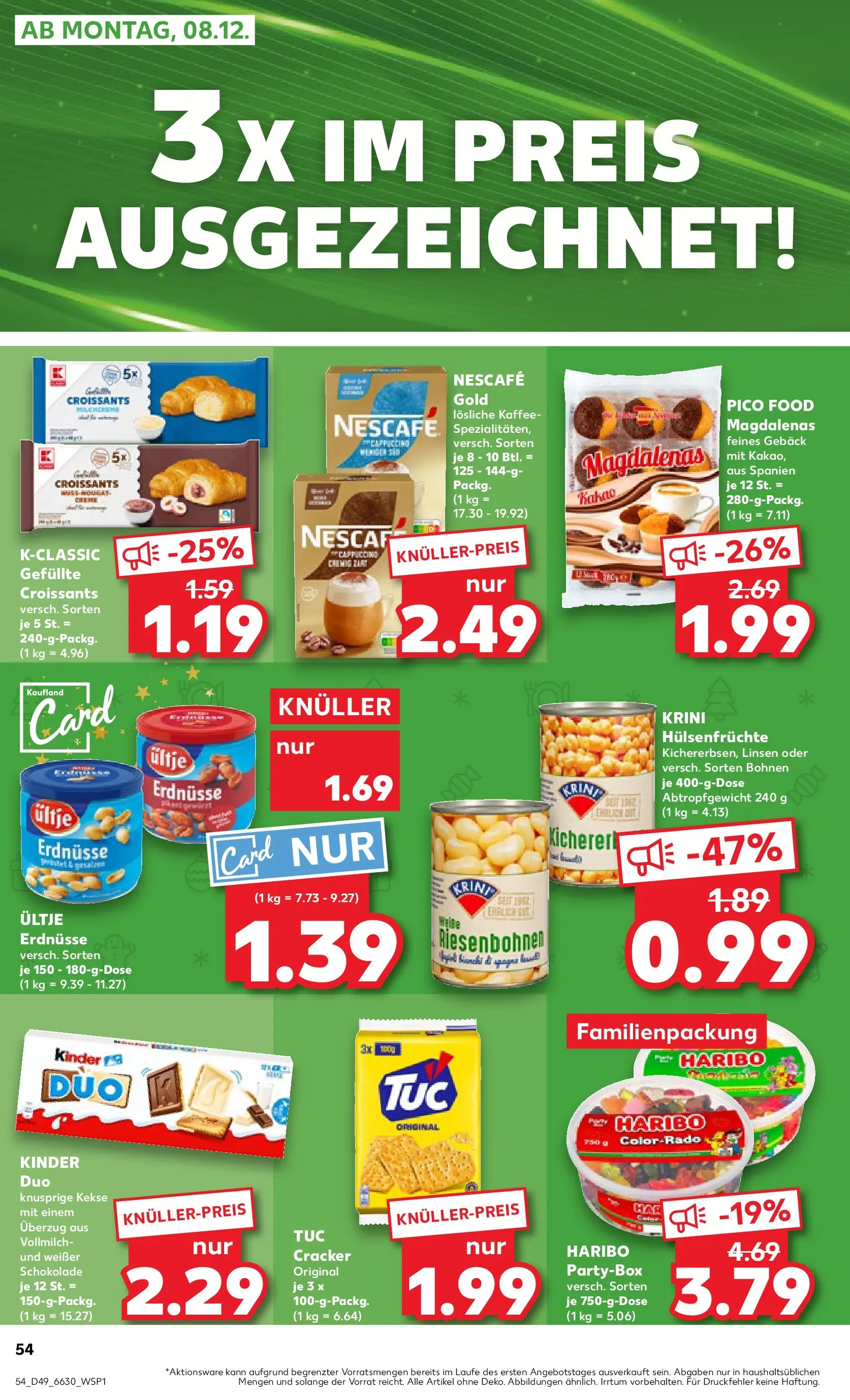 Prospekt Kaufland ab 03.12.2025 » Angebote Online zum Blättern | Seite: 54 | Produkte: Ultje erdnusse, Haribo, Kaffee, Nescafe gold