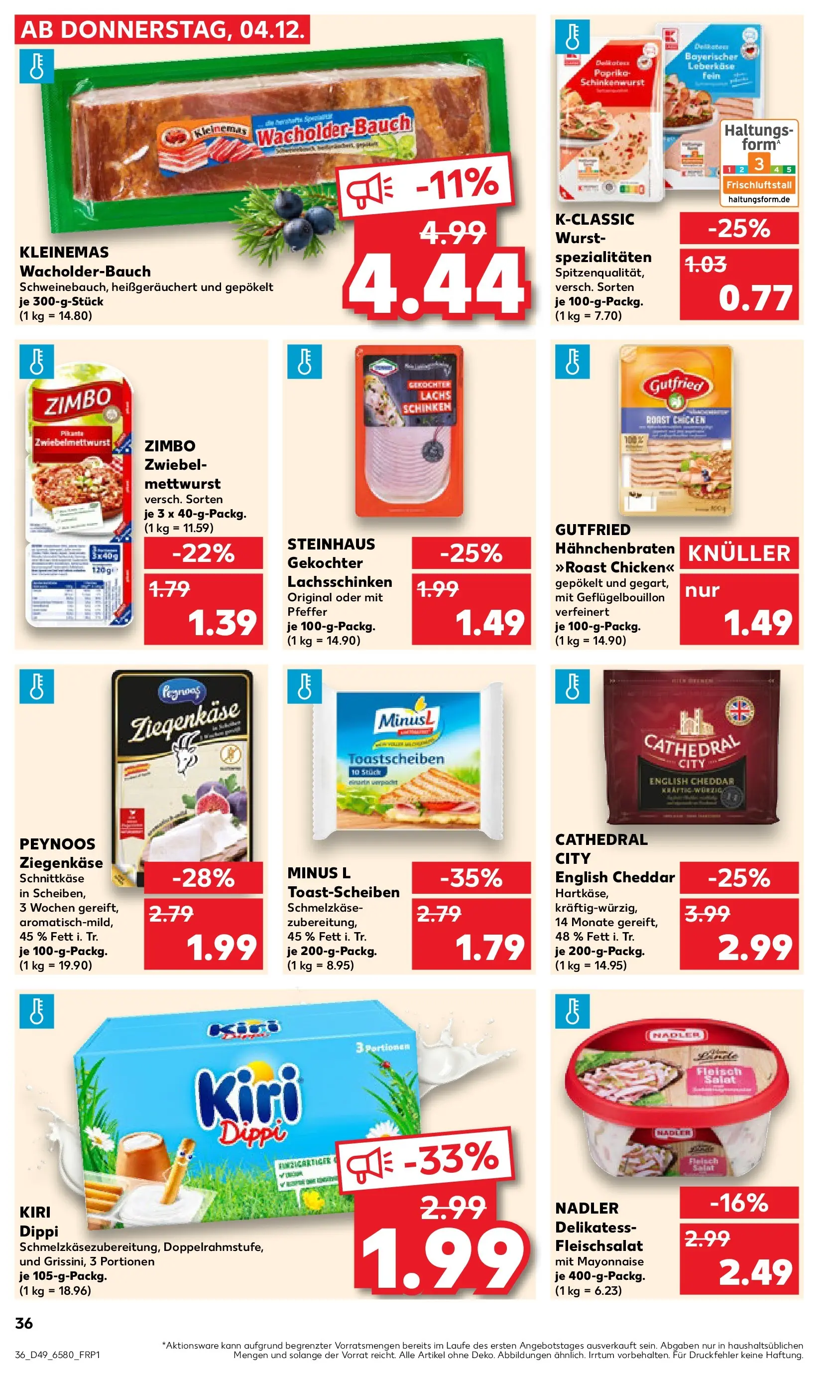 Prospekt Kaufland ab 04.12.2025 » Angebote und Werbung Online | Seite: 36 | Produkte: Mayonnaise, Wurst, Fleisch, Leberkase Prospekt Kaufland ab 04.12.2025 » Angebote Online zum Blättern | Seite: 36 | Produkte: Mayonnaise, Wurst, Fleisch, Leberkase